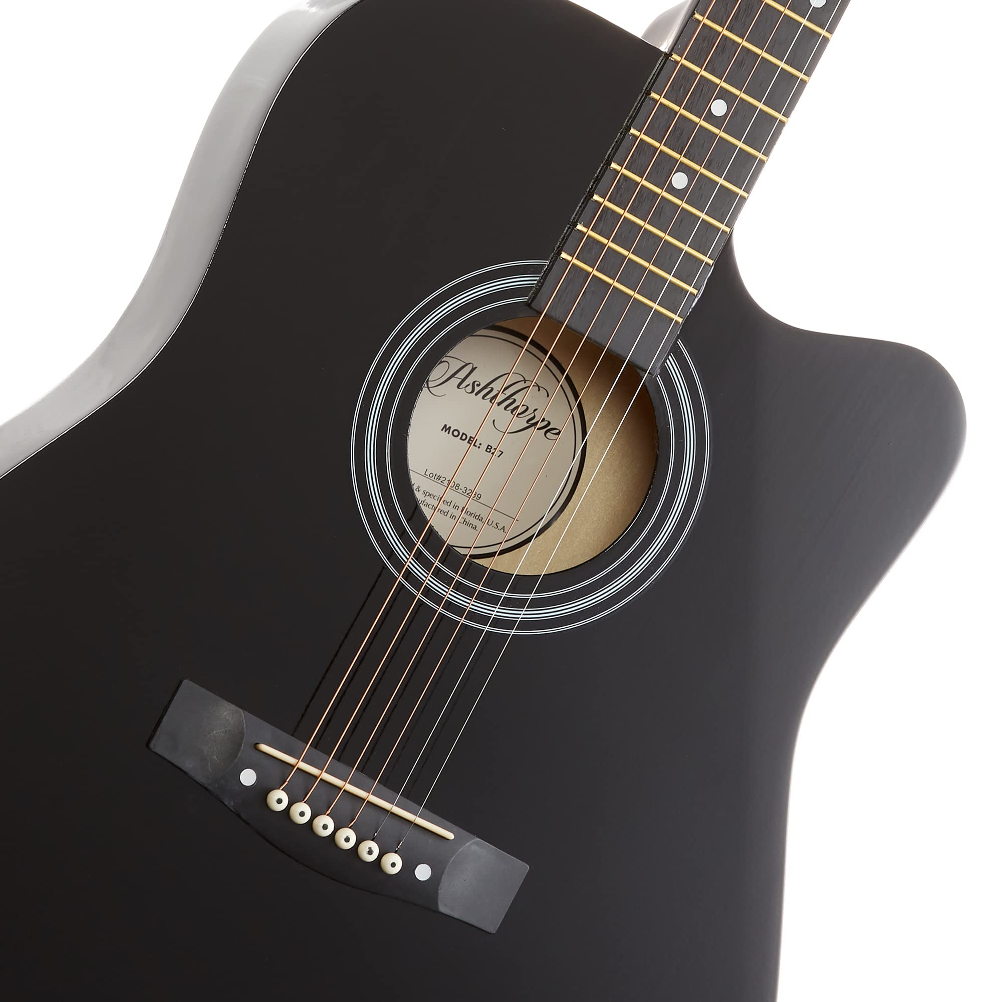 Ashthorpe 41-Inch Full Size Cutaway Acoustic Guitar Starter Kit for Beginners - Black with Gig Bag, Strings, Strap, Tuner & Picks - Perfect for Learning, Practice & Live Performances