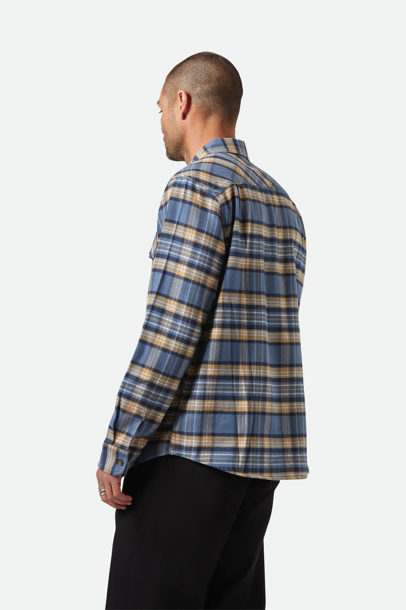 Bowery Long Sleeve Flannel Shirt - Azure Blue, Washed Navy & Sand Plaid - Comfortable & Stylish for Outdoor Adventures & Casual Wear