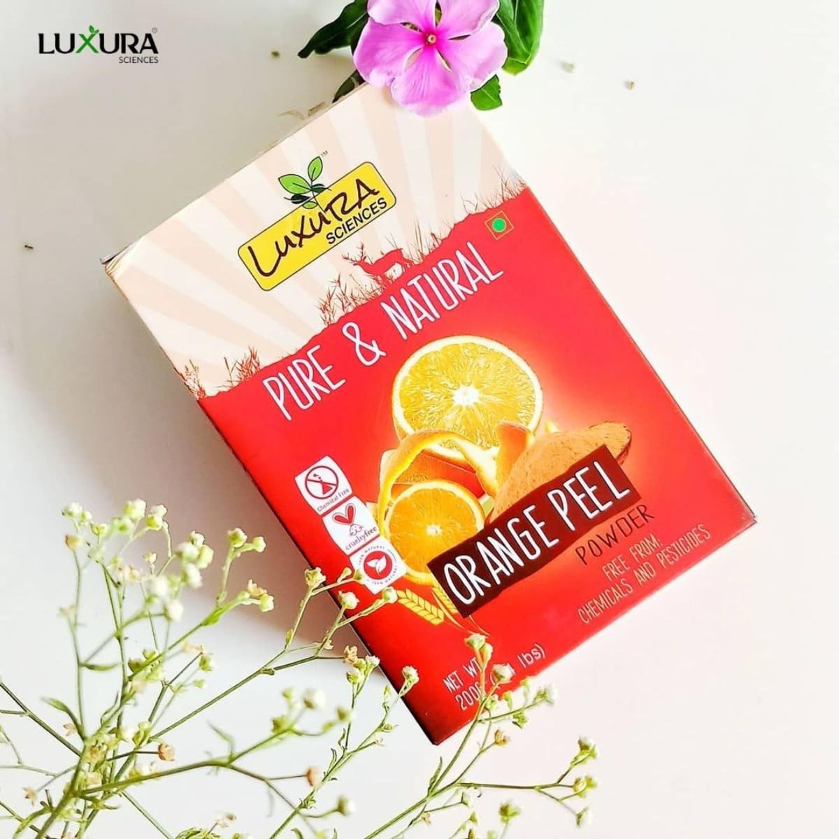 Luxura Sciences Brightening Orange Peel Face Mask - 200g Exfoliating & Hydrating Facial Treatment for Glowing Skin | Perfect for Acne, Blackheads & Dullness