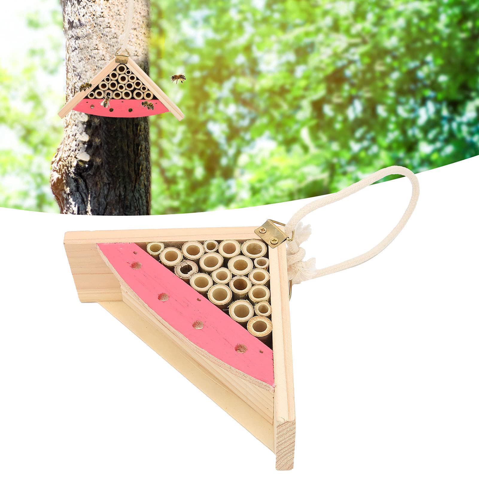 Premium Wooden Bee House - Sturdy, Safe & Exquisite Design for Outdoor Garden Beekeeping Shelter | Attract Pollinators & Protect Honey Bees