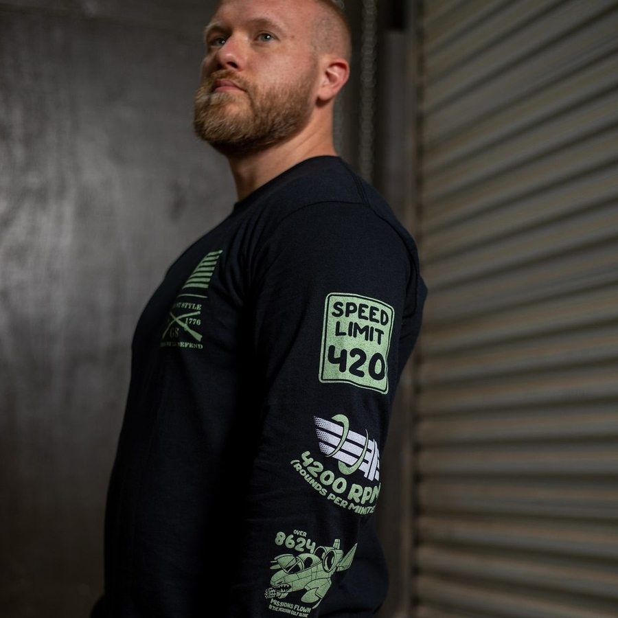 Murder Hog Long Sleeve T-Shirt for Men - Black Cotton Crewneck Shirt | Perfect for Motorcycle Riding, Biker Events & Streetwear Fashion