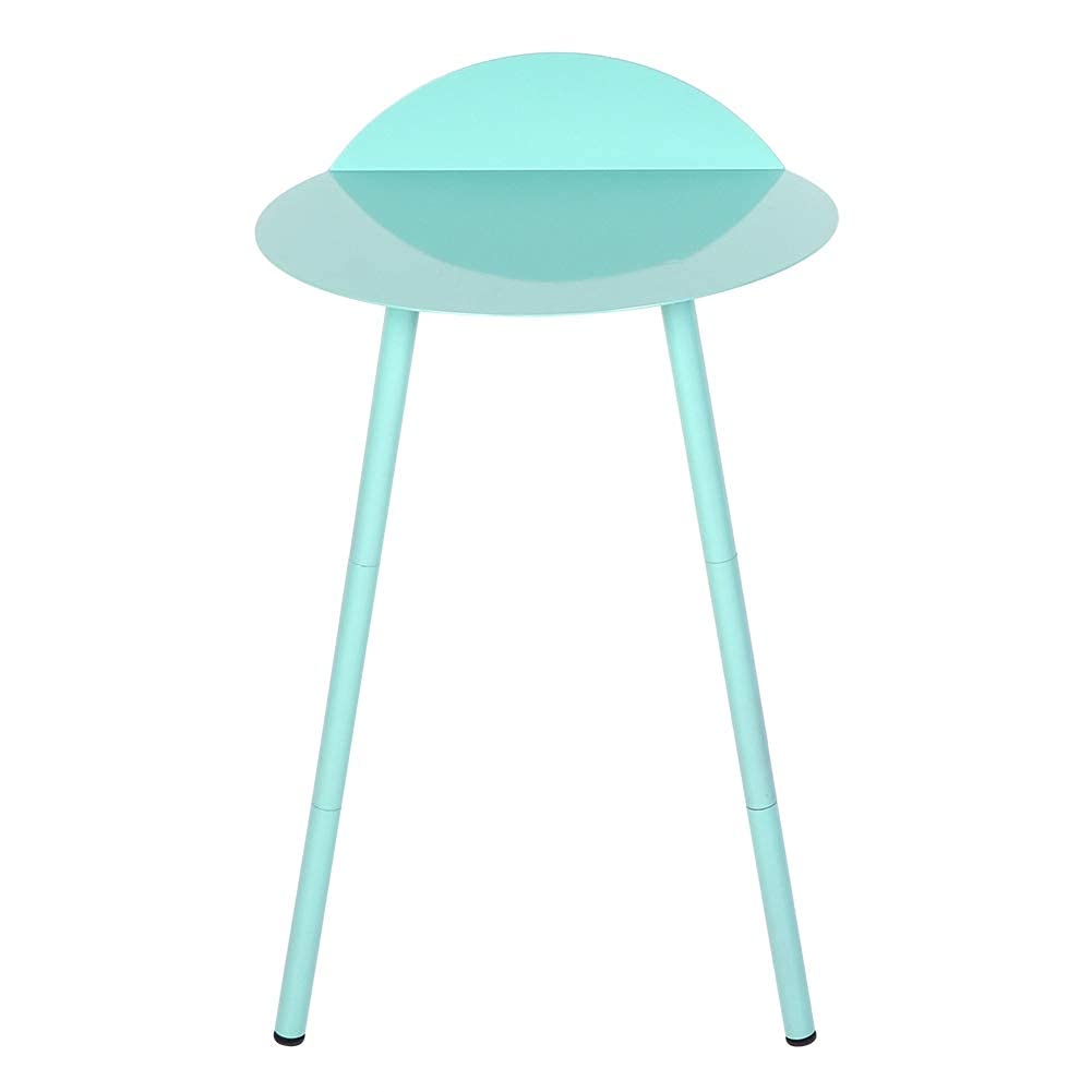 Modern Round Iron Side Table - Versatile Coffee & End Table for Living Room, Bedroom & Sofa - Space-Saving Wall-Hugging Design with Rounded Safety Edges - Perfect for Small Apartments, Dorm Rooms & Home Decor