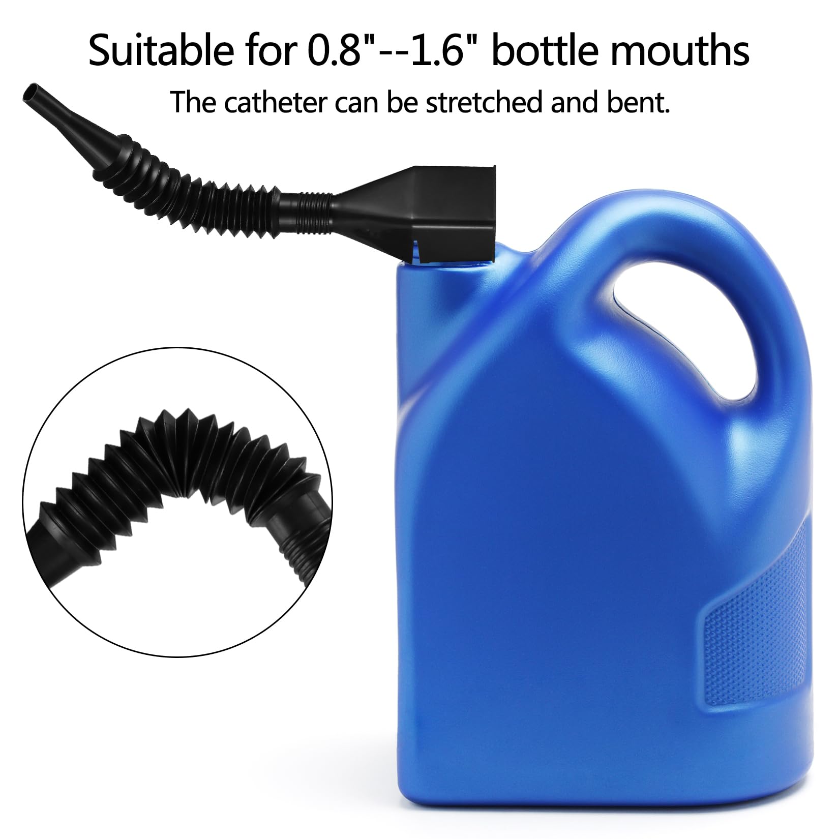 8-Piece Snap Funnel Set with Extendable Flexible Spout - Universal Car Oil Drain Tool for Gas, Diesel, Water & Motorcycle Maintenance - Plastic Fluid Funnel for Automotive, Home & Workshop Use (Black)