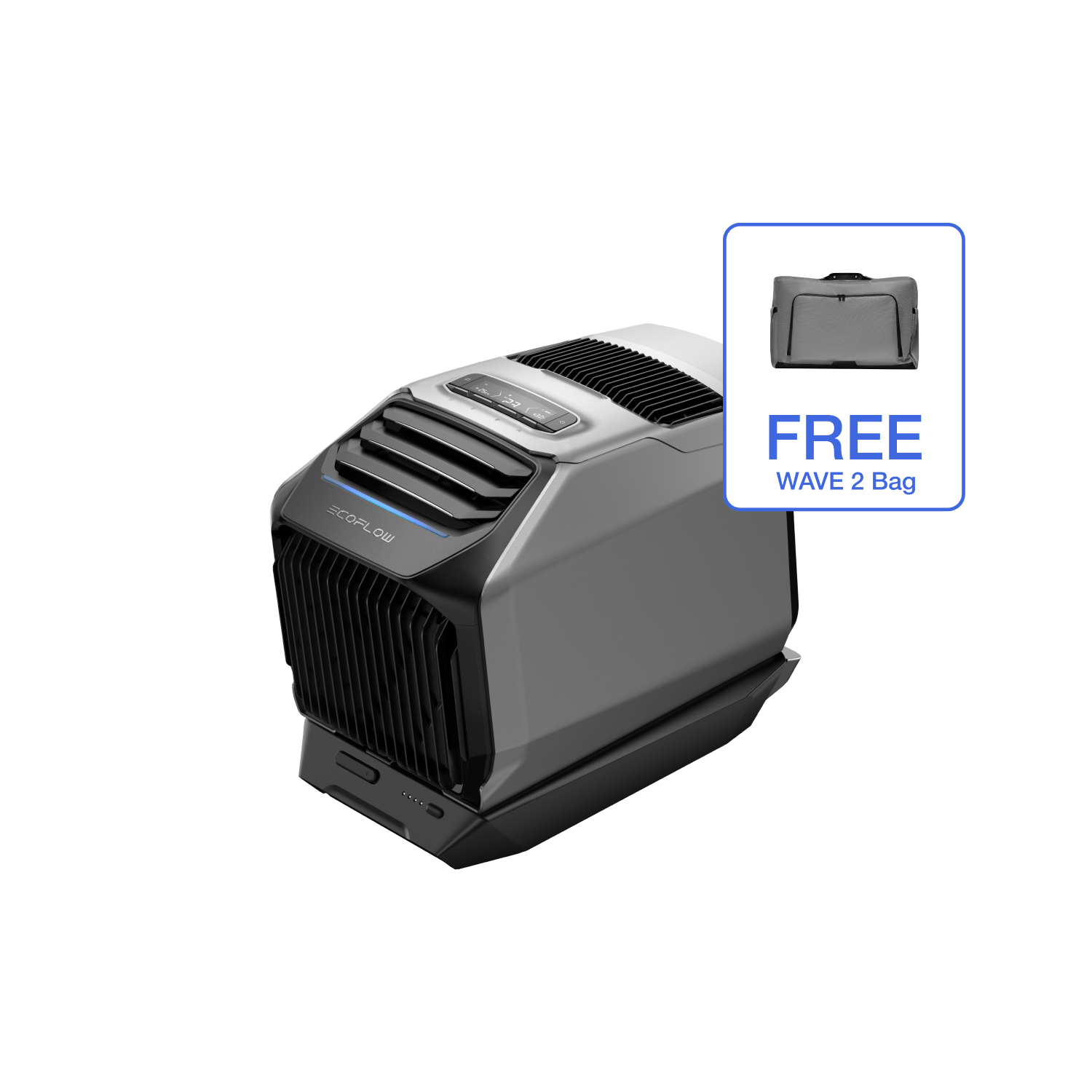 EcoFlow WAVE 2 Portable Air Conditioner & Heater - 3000BTU Cooling & Heating, Battery-Powered for Camping, RV, Outdoor Adventures & Emergency Use