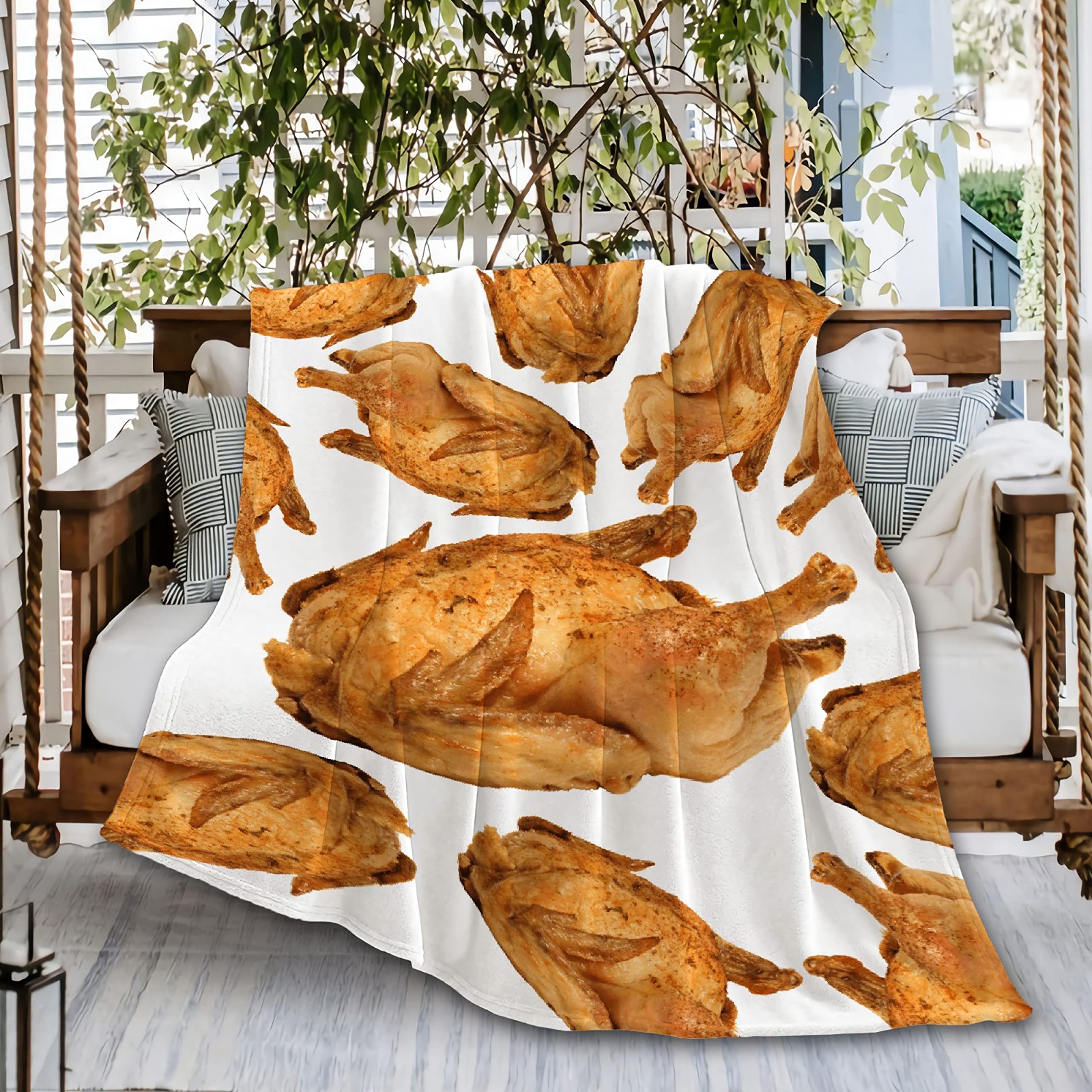 Ro-AST Chicken Fried Chicken Nuggets Junk Food | Ultra Soft Flannel Fleece Throw Blanket | Microfiber Lightweight Blanket for Outdoor, Beach, Picnic, Couch | Extra Large 120