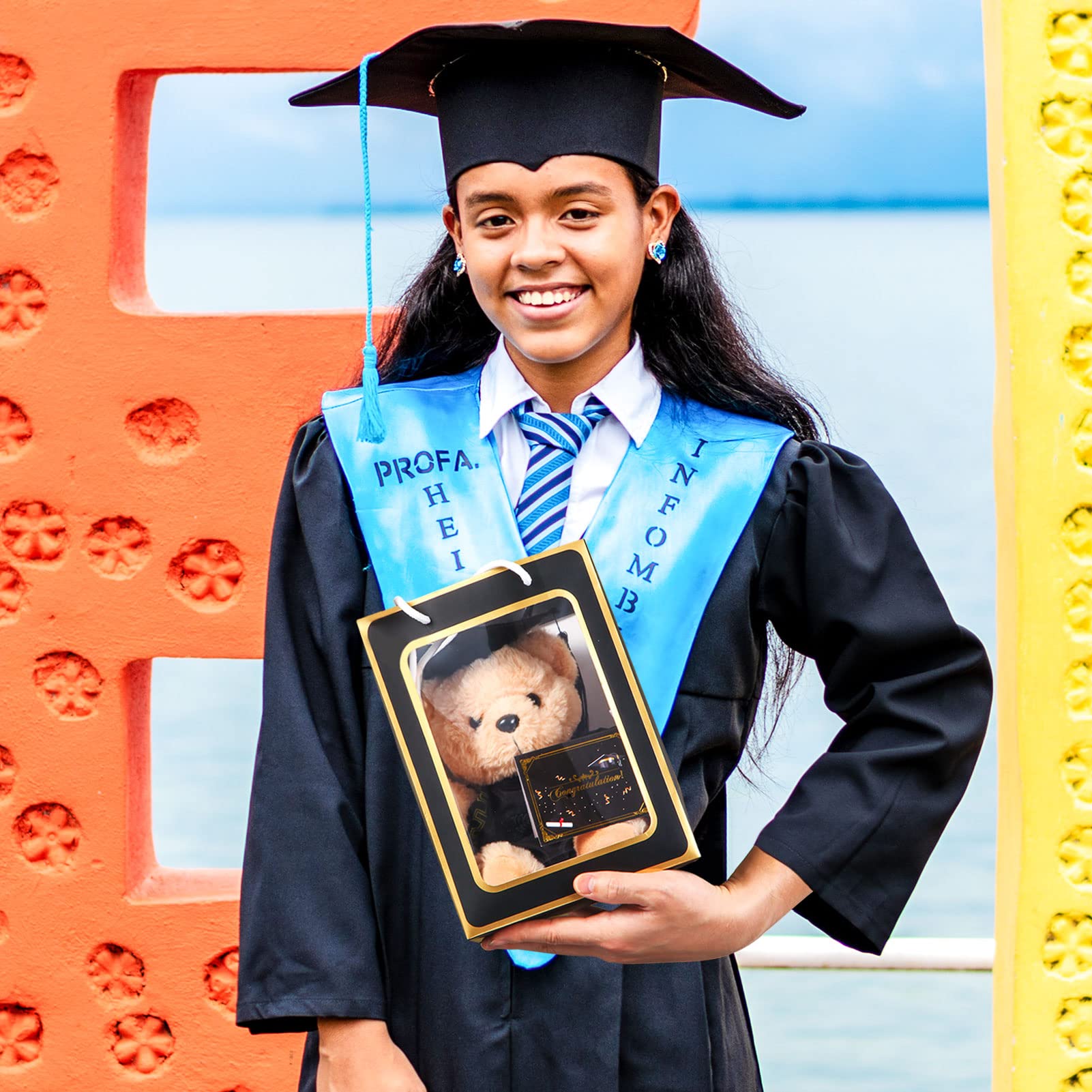 2025 Graduation Teddy Bear Plush Toy - Class of 2025 Stuffed Animal with Cap & Gown, Includes Greeting Card & Gift Bag - Perfect Graduation Gift for Students (Black) - Great for Graduation Parties, School Celebrations & Gift Giving