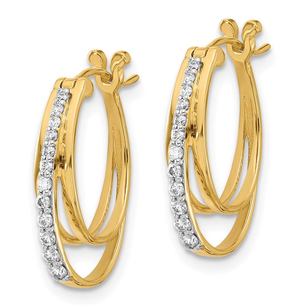 14K Gold Diamond Hoop Earrings for Women - Classic Round Hinged Huggie Earrings EM4343 025 YA | Perfect for Weddings, Parties & Everyday Elegance