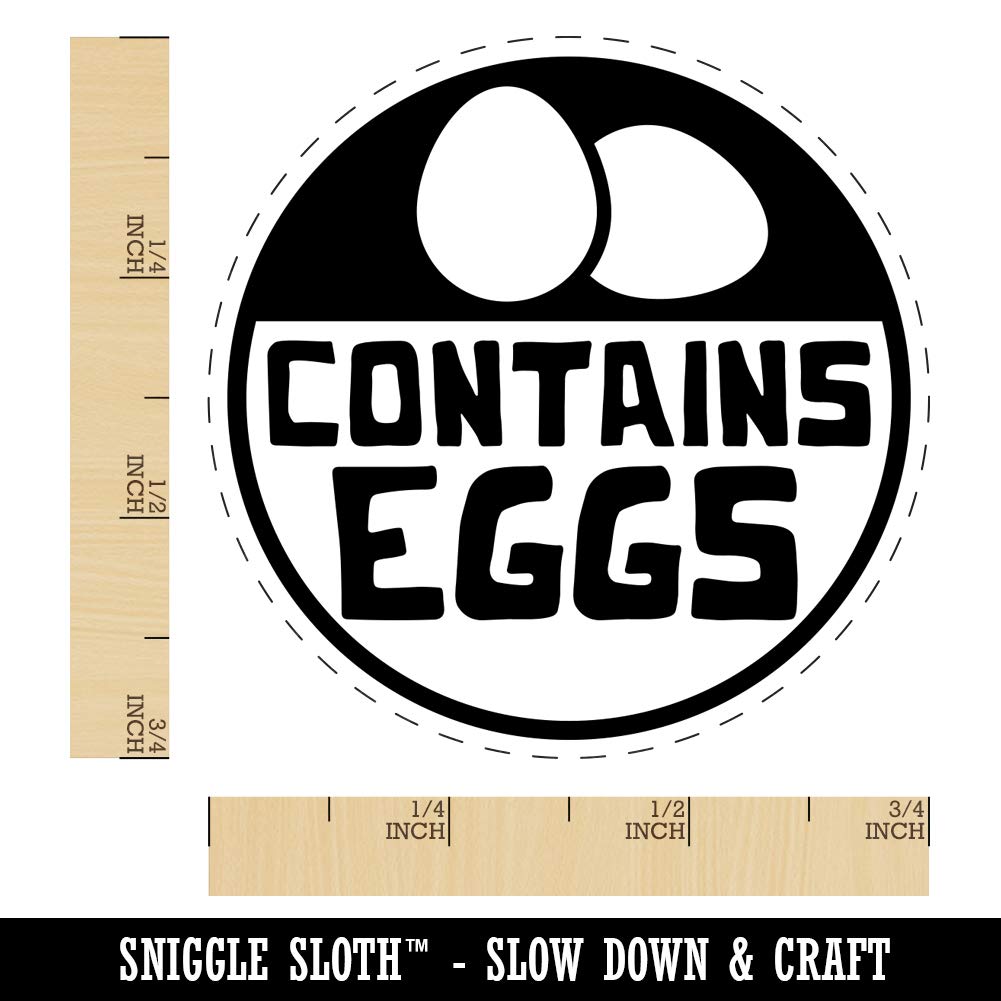 3/4 Inch Small Chicken Egg Rubber Stamp with Allergy Warning - Perfect for Food Packaging, Labeling & Craft Projects