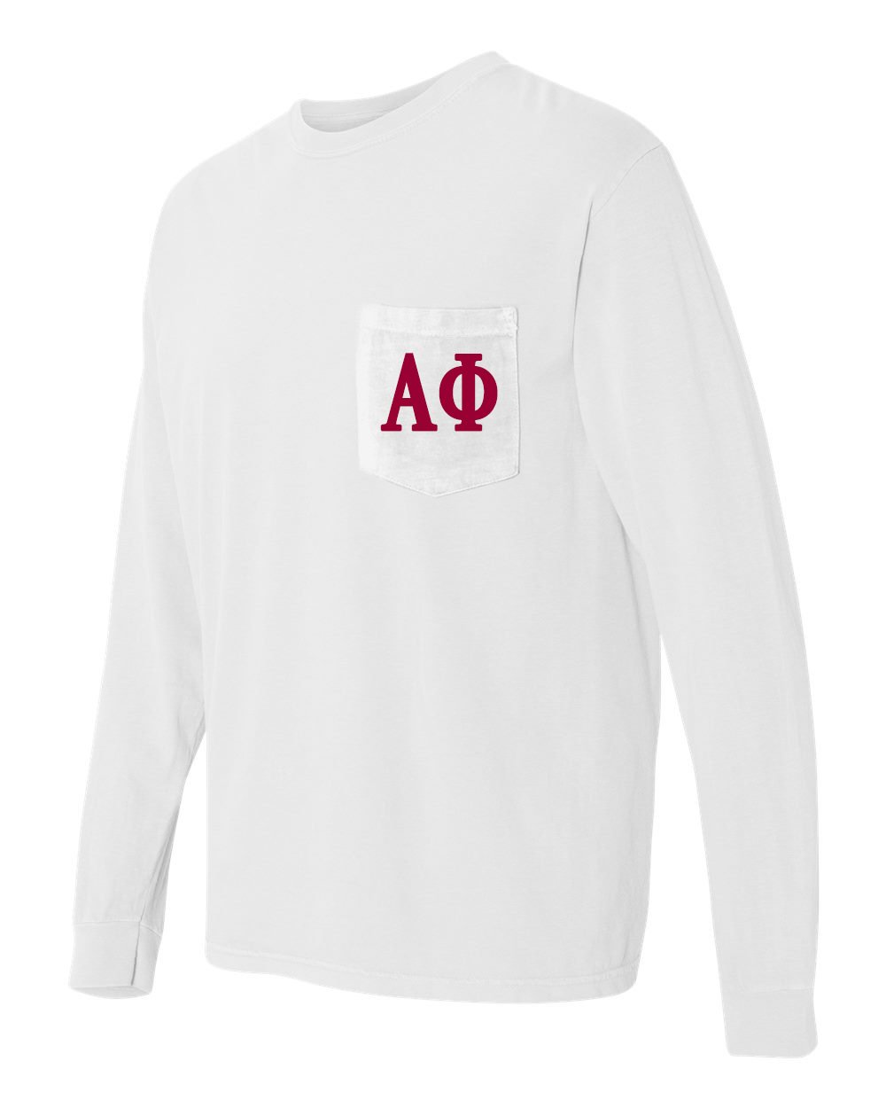 Alpha Phi APHI Sorority Comfort Colors Pocket Long Sleeve T-Shirt - Soft Cotton Crewneck Top for Greek Life, Sisterhood Events & College Campus Wear