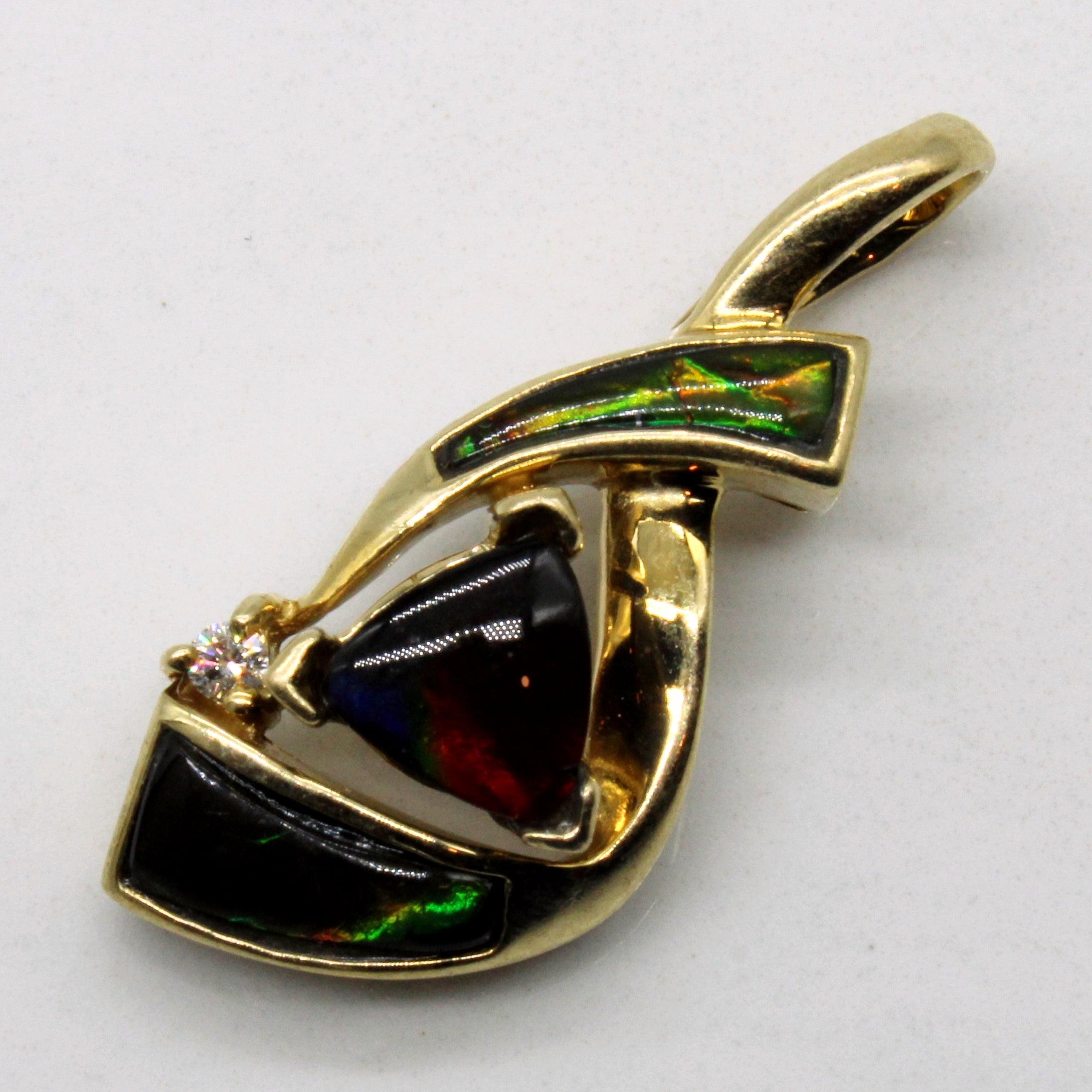 1.30ctw Ammolite & Diamond Pendant Necklace - 0.02ct Genuine Diamond Accent | Elegant Jewelry Gift for Women | Perfect for Parties, Weddings & Special Occasions