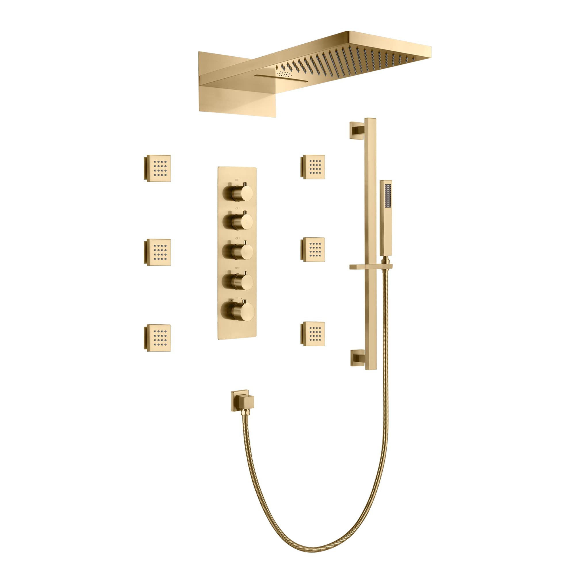 Cascada 9x22 Inch Bluetooth LED Shower System with 4 Functions, Remote Control & 64 Color Lights - Perfect for Modern Bathrooms & Spa-Like Experiences