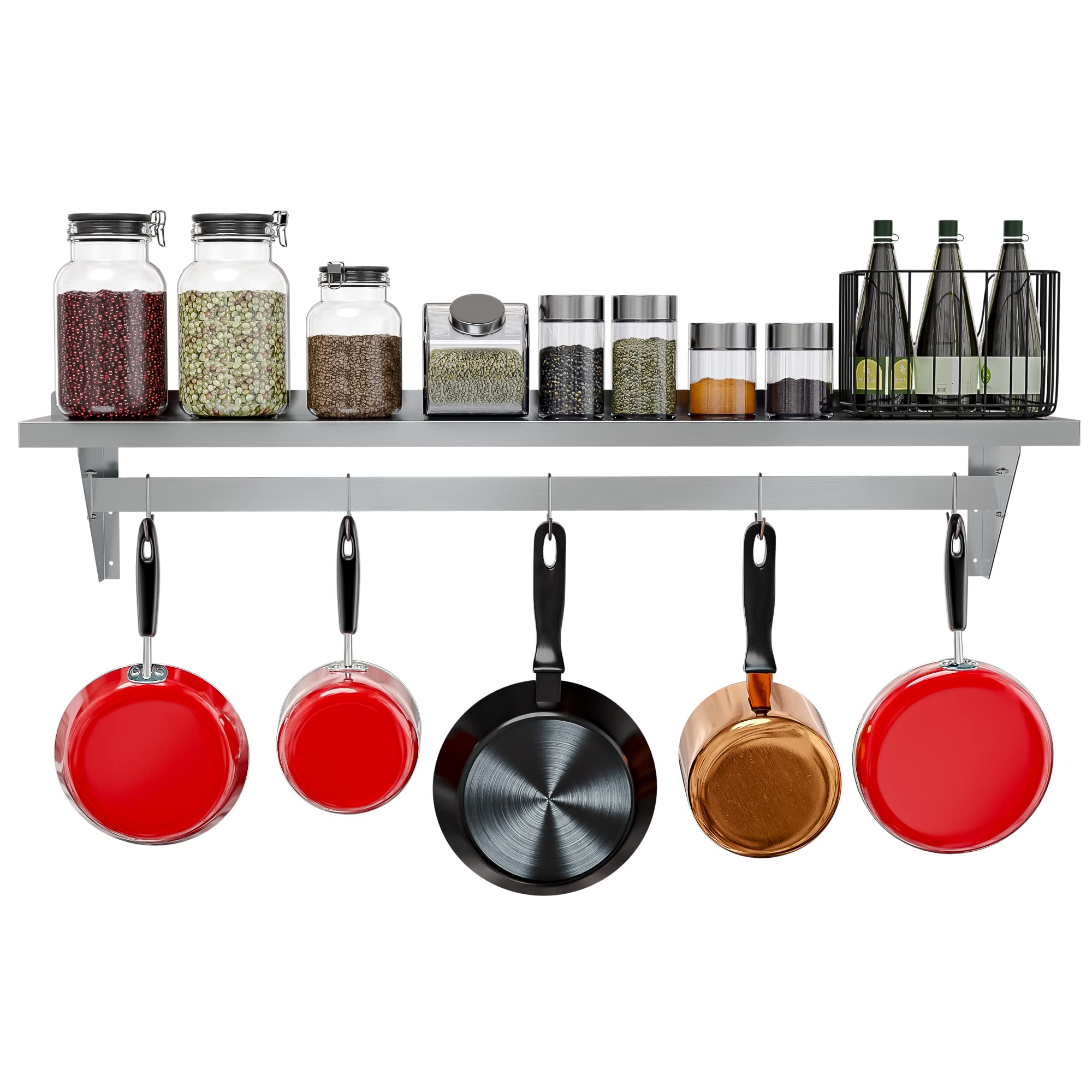 KoolMore Stainless Steel Wall Mounted Pot Rack Organizer - 12