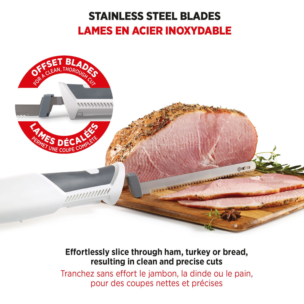 STARFRIT 24765 Electric Knife with Stainless Steel Blades - Cordless Rechargeable Carving Knife for Turkey, Roast Beef, Ham - Perfect for Thanksgiving, Christmas & Holiday Cooking
