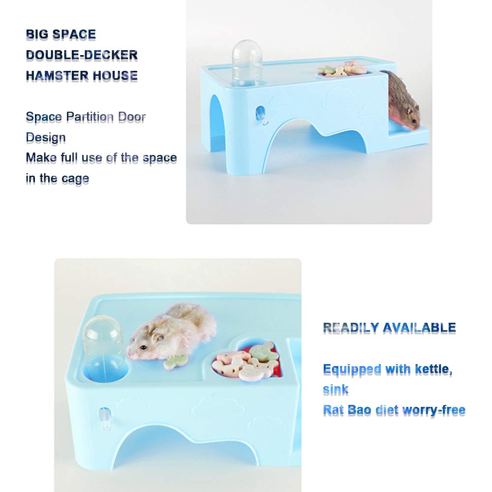 Acrylic Transparent Hamster Cage with Double Drawer & Tunnel - Spacious Rodent Home for Hamsters, Squirrels, Chinchillas - Gold Wire Design with Feeding Accessories & Toys | Perfect for Small Pet Habitats & Play Areas