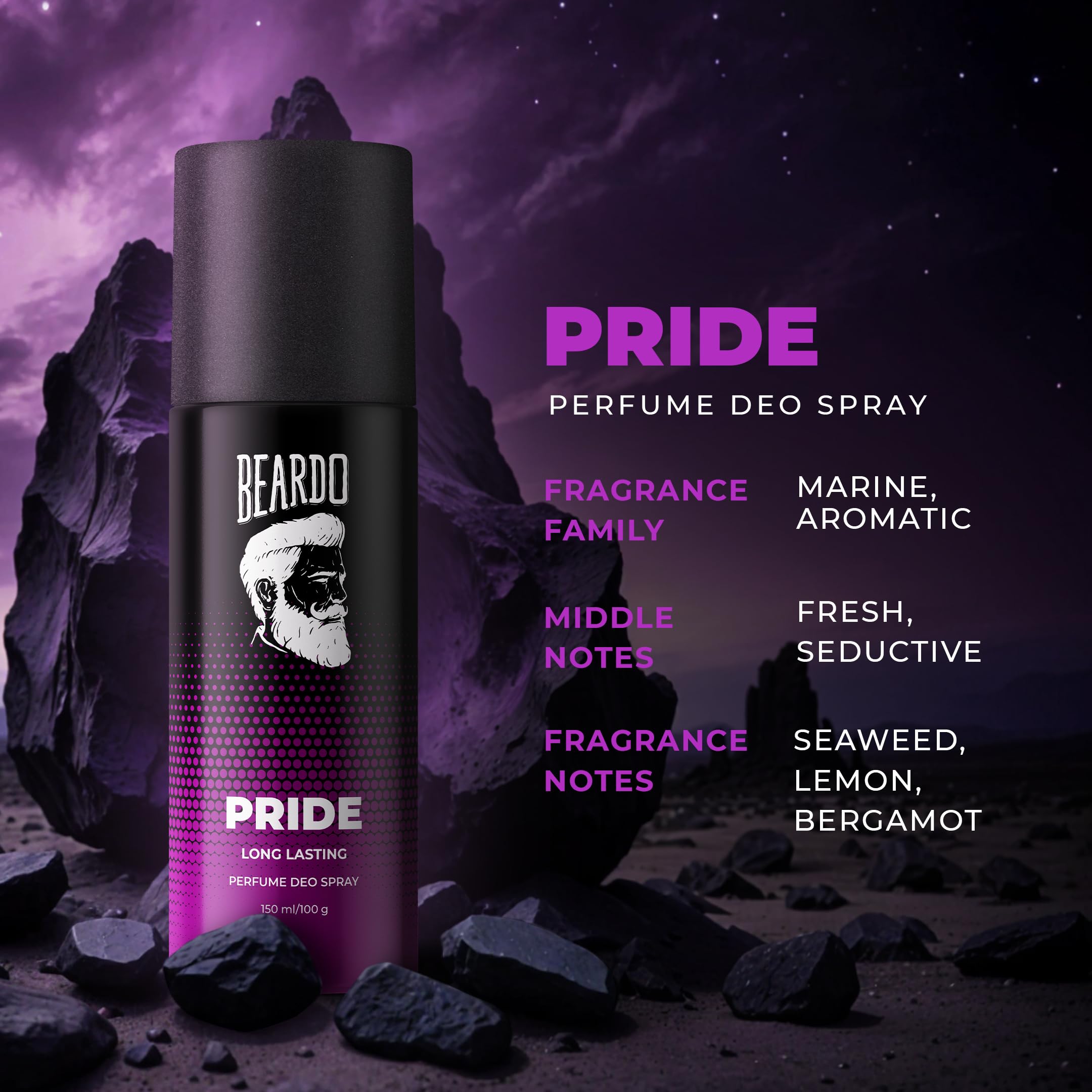 Beardo Power & Pride Perfume Body Spray 150ml x 2 Pack - Long Lasting Fougere & Aromatic Deodorant for Men - Perfect Gift Set for Brother & Friends - Ideal for Gym, Office & Daily Freshness