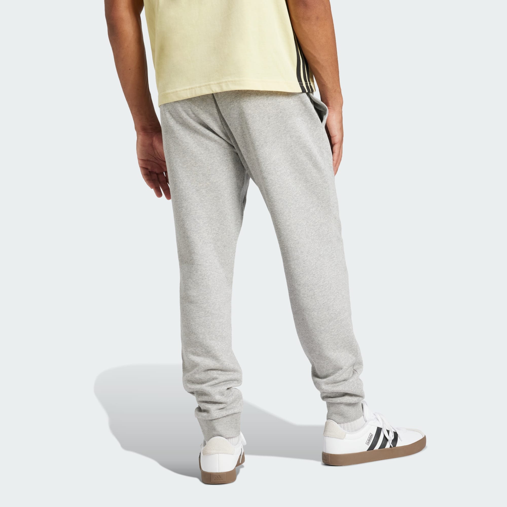 Adidas Men's Essentials FeelCozy Fleece Sweatpants - Grey Comfortable Joggers for Casual Wear, Lounge & Gym Workouts