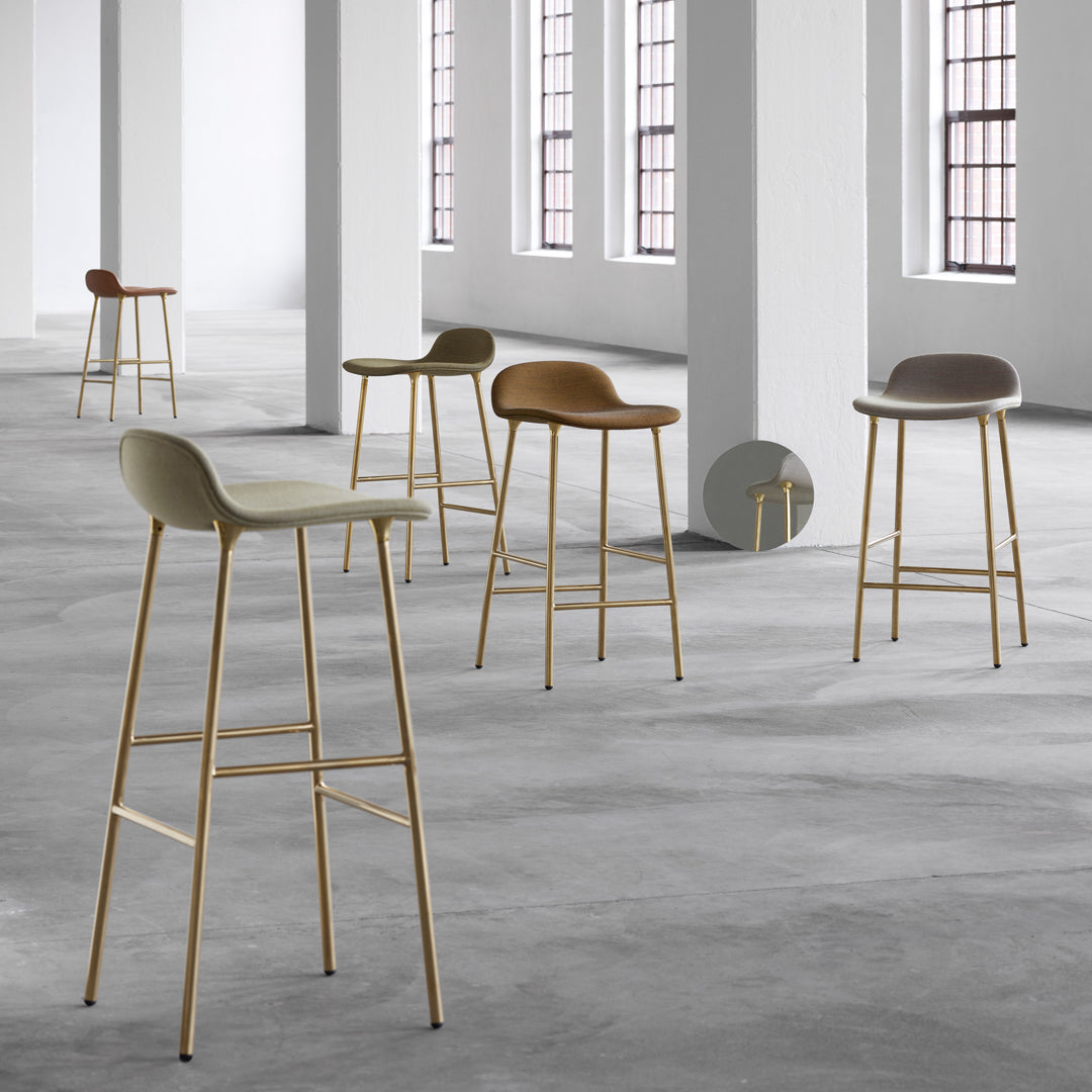 Modern Form Bar Stool with Metal Legs & Upholstered Seat - Perfect for Kitchen Islands, Home Bars & Commercial Use