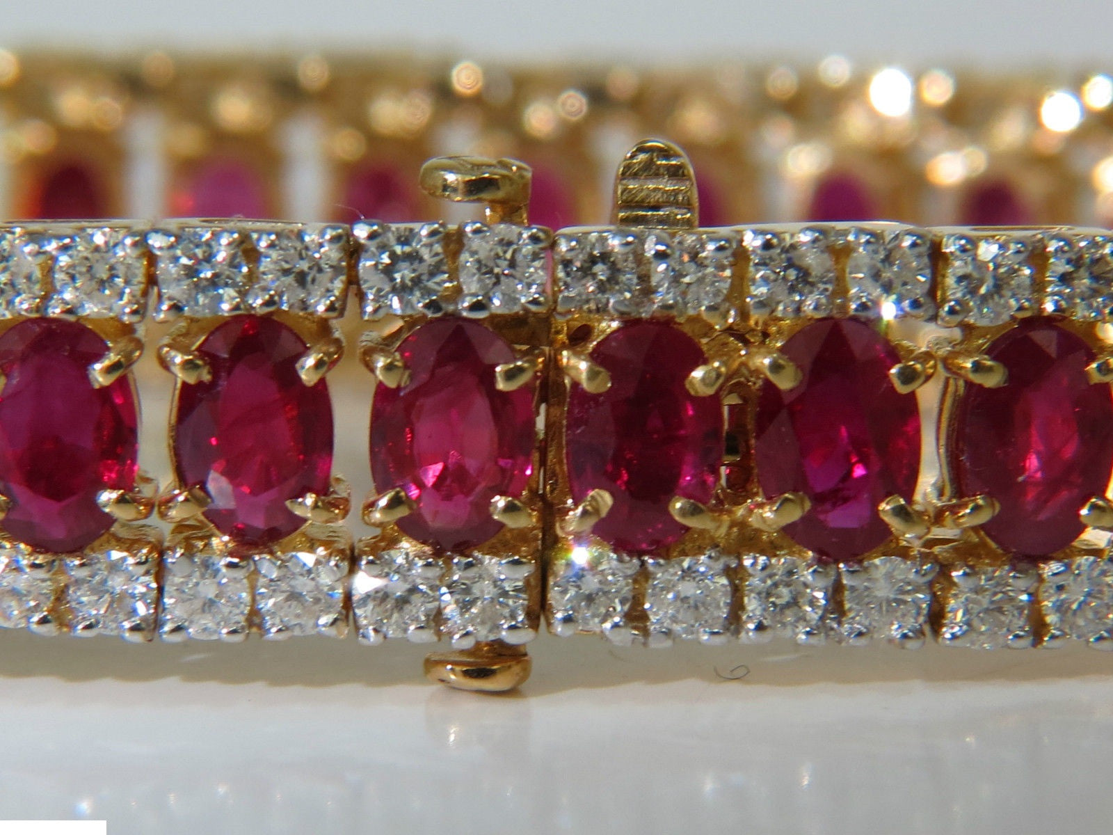 25.13CT Natural Fine Ruby and Diamond Bracelet - Classic Multi-Row Design for Women | Elegant Jewelry Gift for Weddings, Anniversaries & Special Occasions
