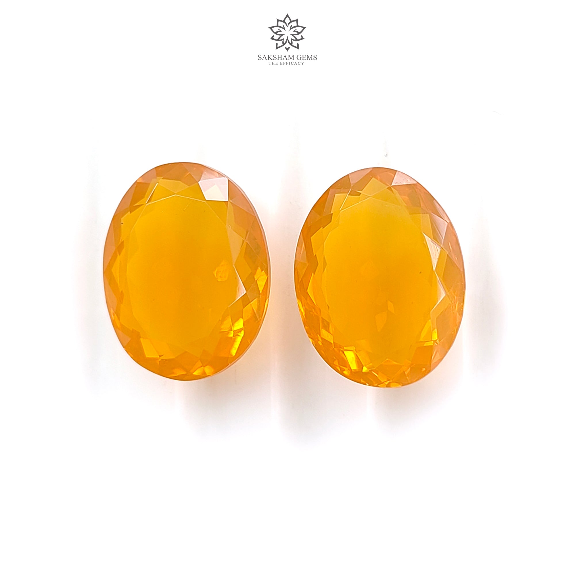 Natural Certified Mexican Yellow Fire Opal Gemstone - 16x12mm Oval Faceted Cut, Untreated Pair for Jewelry Making | Perfect for Rings, Earrings & Pendants