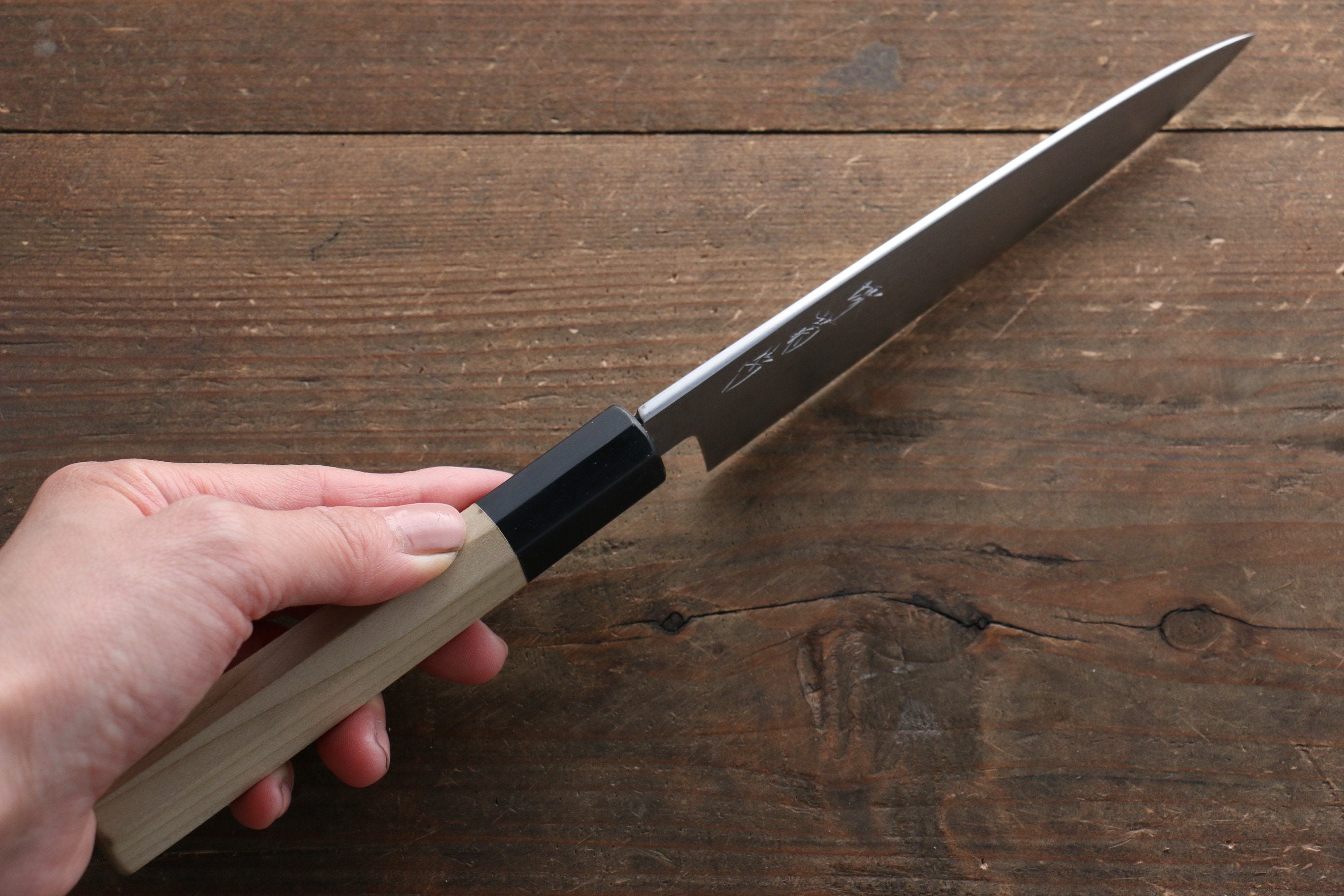 Premium Kikumori Blue Steel No.1 Damascus Petty Knife 150mm - Japanese Magnolia Wood Handle - Perfect for Slicing, Peeling & Precision Kitchen Tasks - Ideal for Chefs & Home Cooks