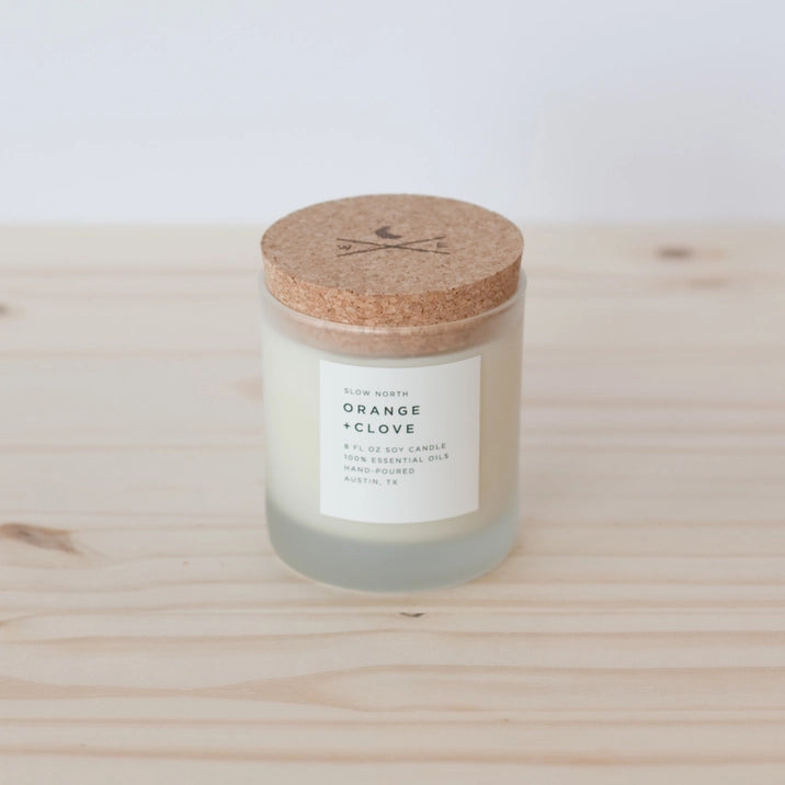 Orange & Clove Scented Frosted Candle - Handmade Soy Wax Candle for Home, Relaxation & Aromatherapy | Perfect for Living Room, Bedroom & Bathroom Decor