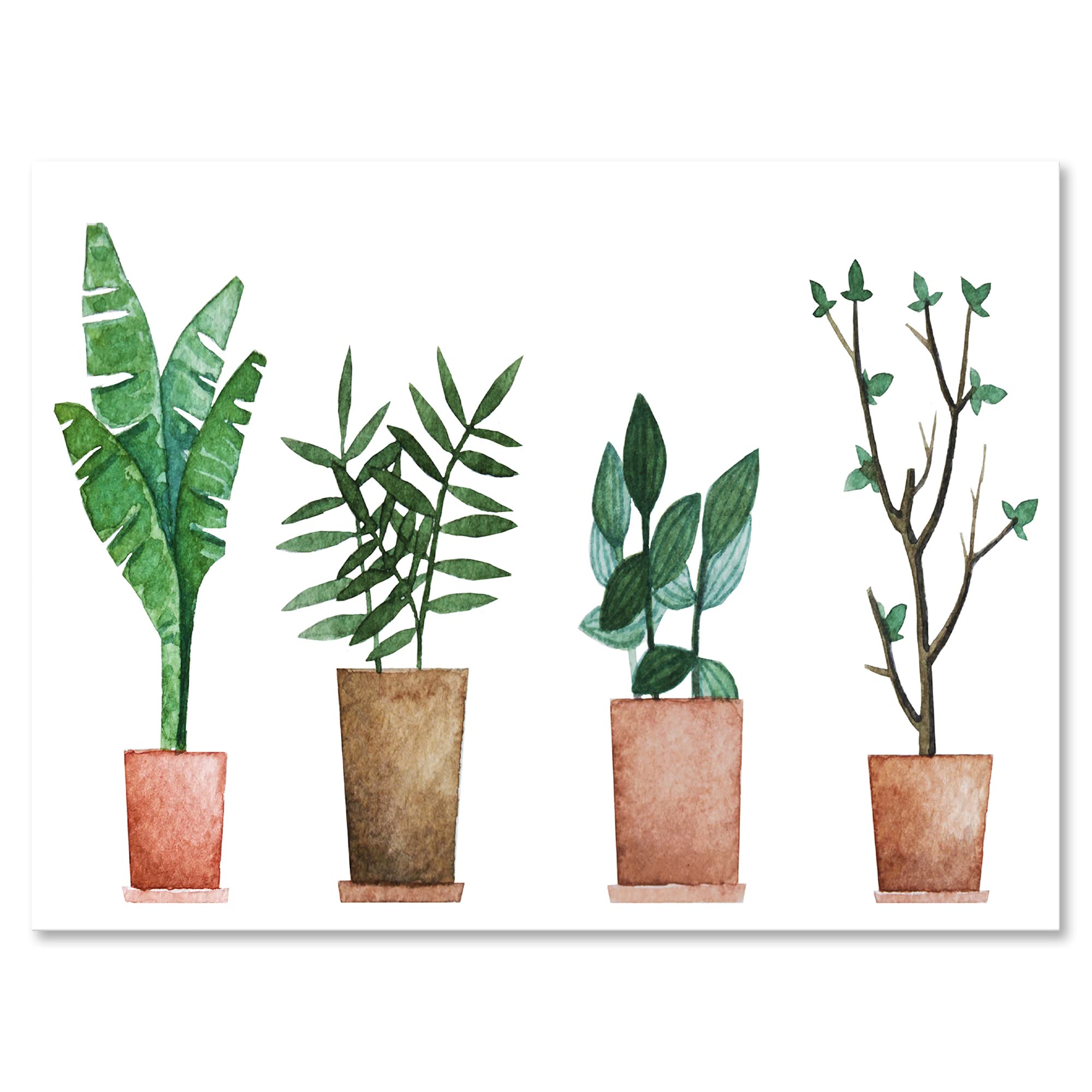 DesignQ Duo of Potted Flowers House Plants - Farmhouse Style Canvas Wall Art Decor for Living Room, Bedroom & Office