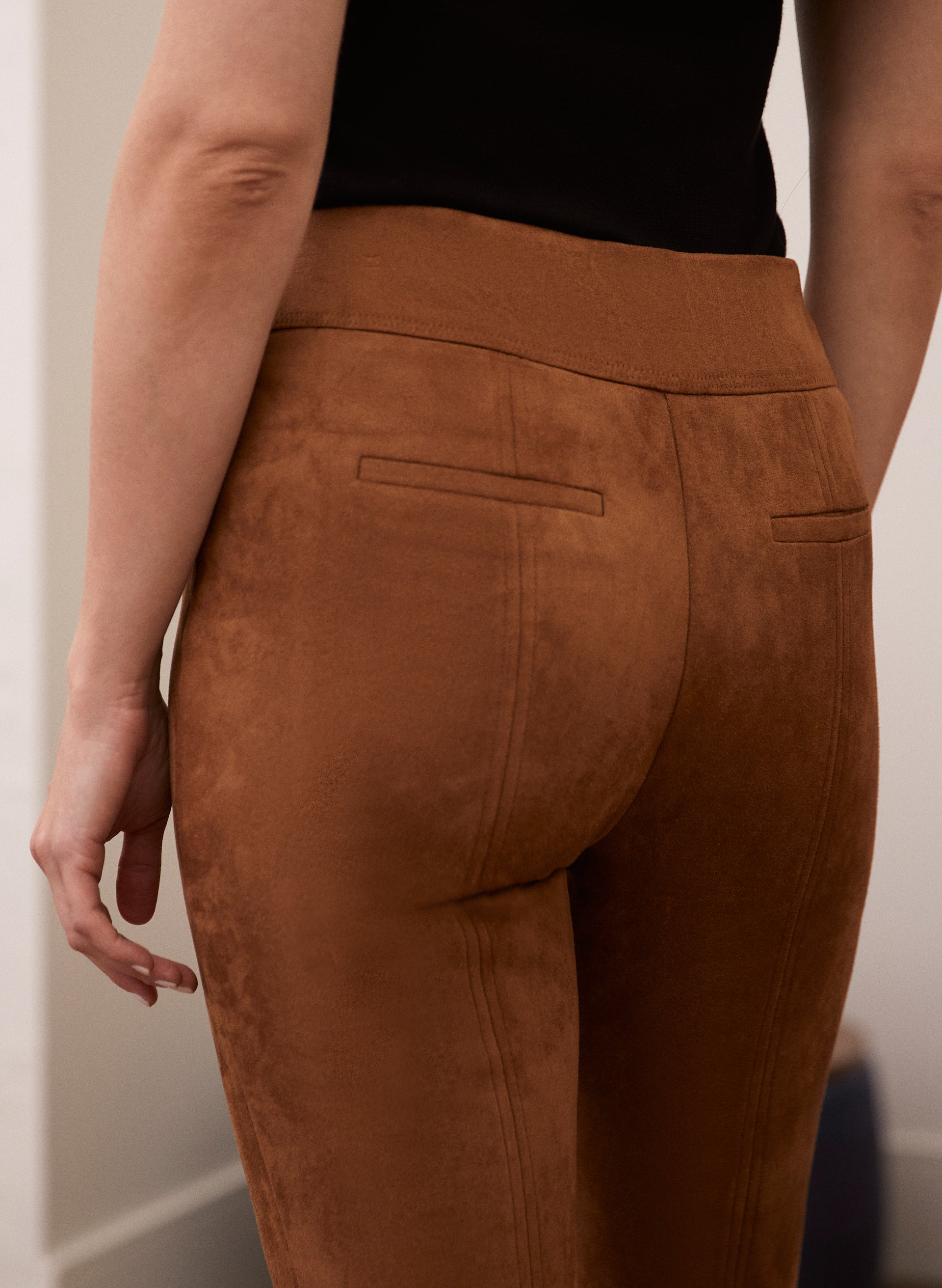 Premium Faux Suede Leggings for Women - High Waisted Stretchy Yoga Pants - Trendy Casual & Workout Wear for Fall & Winter Fashion