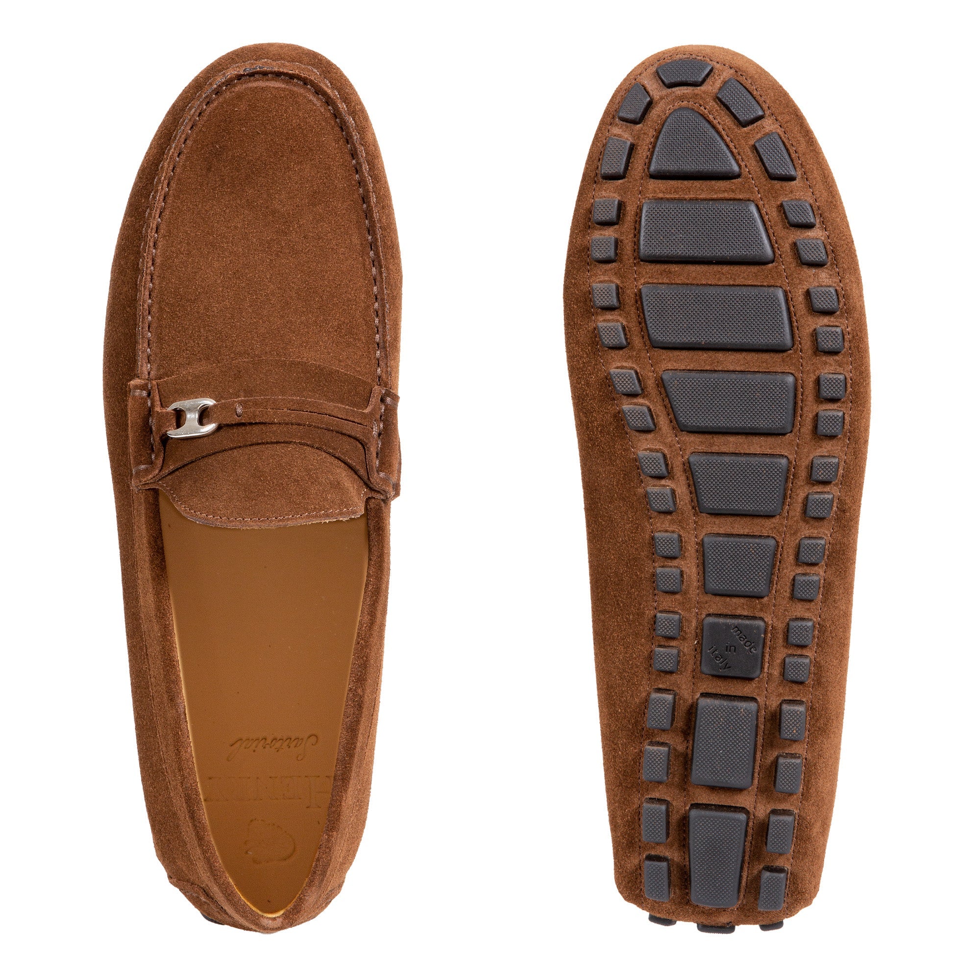 Premium HENRY SARTORIAL Men's Leather Driving Shoes with Metal Trim in Brown | Comfortable Loafers for Business Casual & Weekend Outings