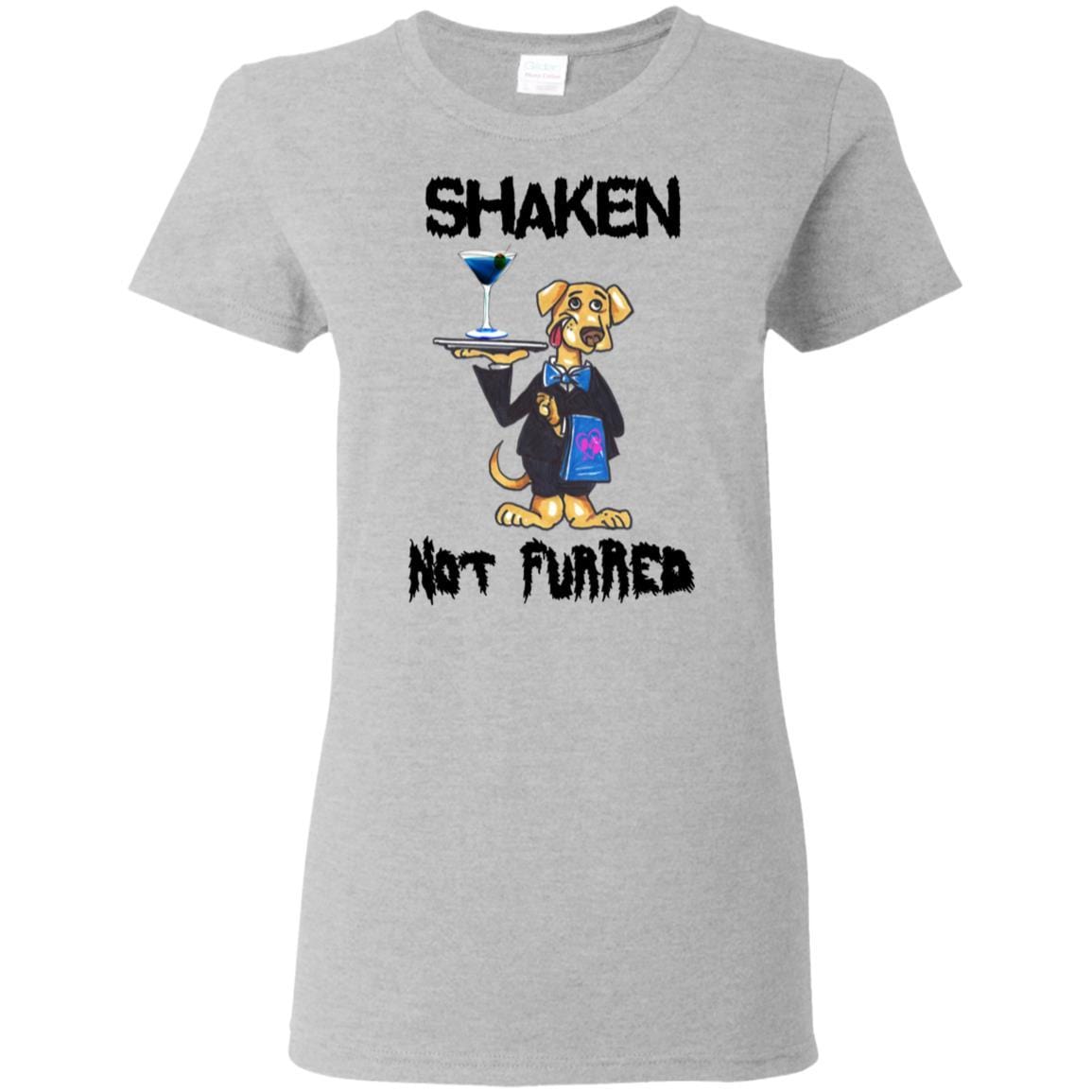 WineyBitches.Co Shaken Not Furred Women's 5.3 oz Cotton T-Shirt - Perfect for Casual Wear, Girls Night Out & Wine Tasting Events