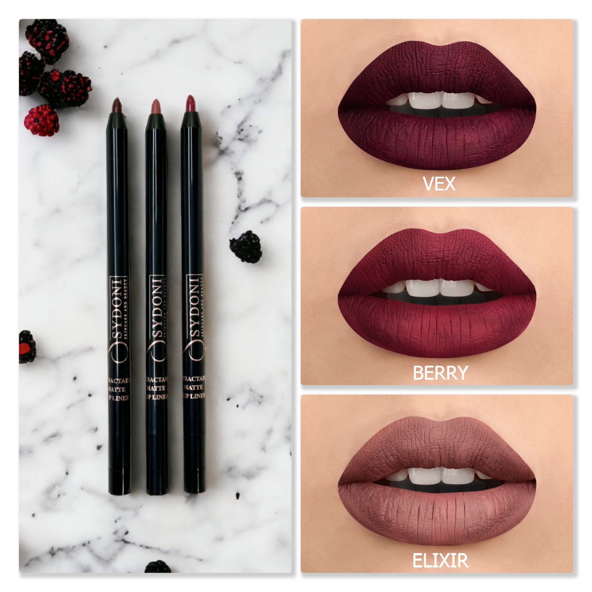Sweet Berries Retractable Lip Pencil Set - 6 Long-Lasting Matte Lip Liners for Perfect Lip Contour | Ideal for Everyday Makeup, Date Night & Professional Looks