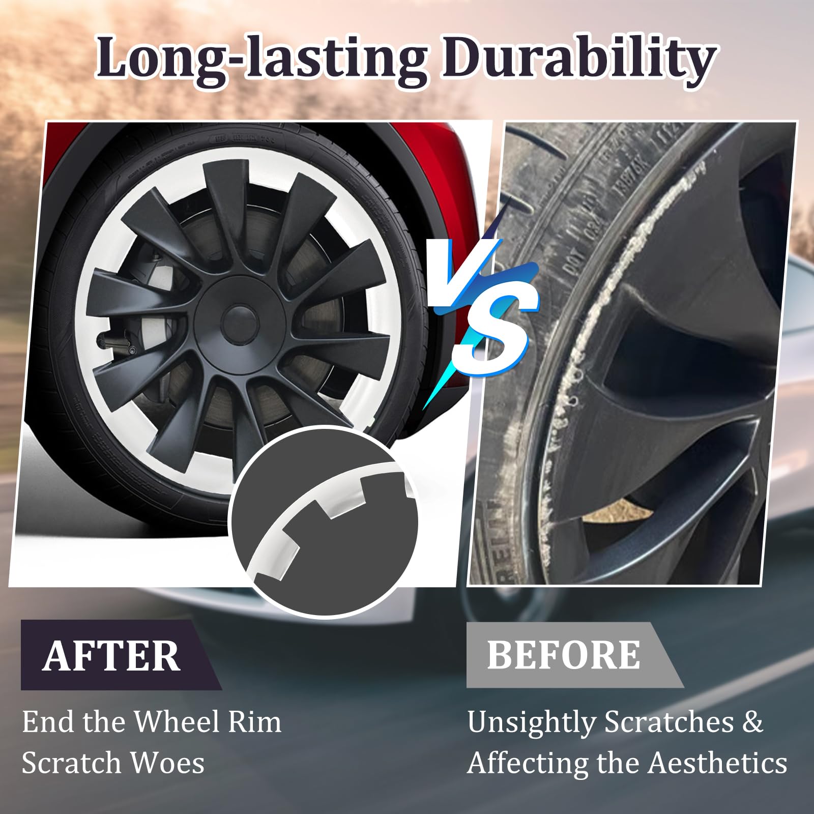 5 PCS 20 Inch Tire Trim Rings for Tesla Model Y 2017-2024 - Wheel Rim Protector, Rim Guard, Hubcaps Cover - Durable Wheel Rim Protection Accessories for Enhanced Style and Safety on Roads