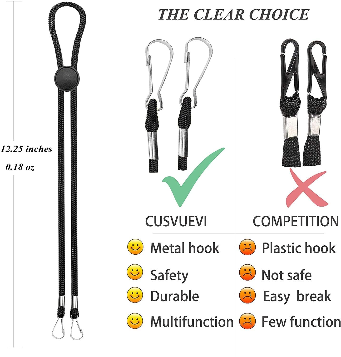 5 Pack Adjustable Face Mask Lanyards - Comfortable Neck Strap for Kids & Adults - Perfect for School, Work & Travel