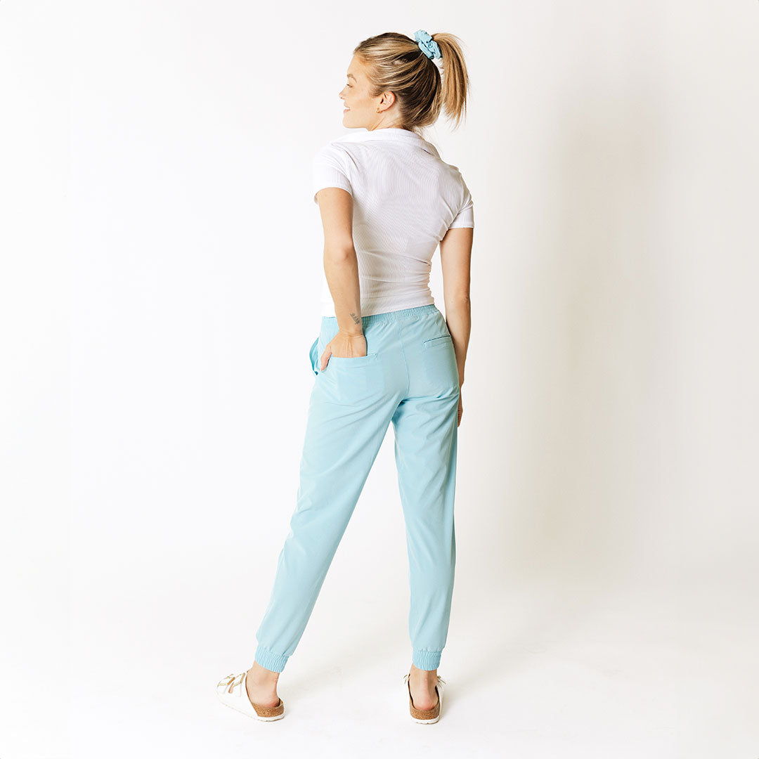 Destination Joggers for Women - Comfortable Aqua Blue Lounge Pants for Yoga, Travel & Casual Wear | Soft Stretchy Athletic Pants