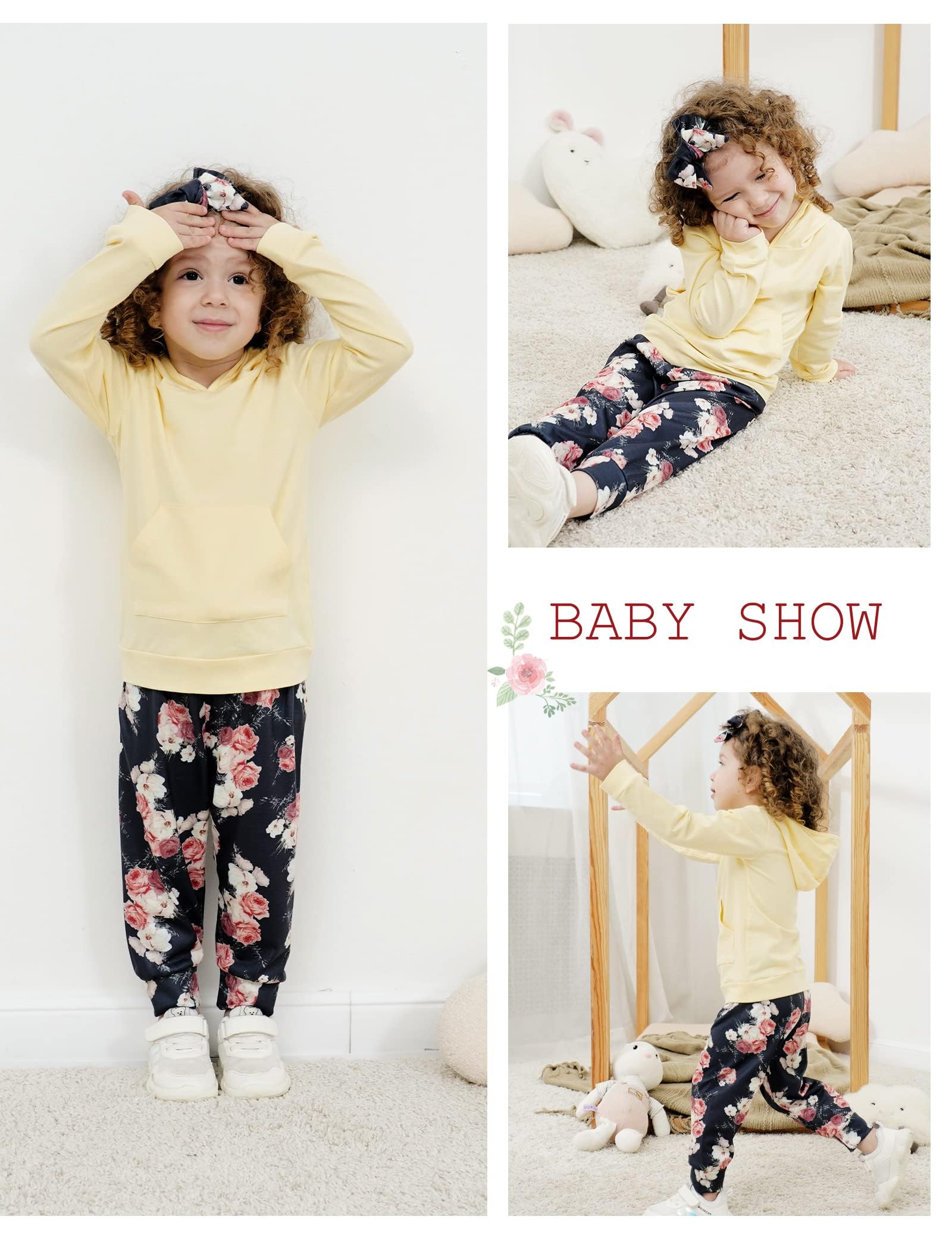 Adorable Baby Girl Outfit Set - Soft Long Sleeve Sweatshirt & Floral Print Pants | Toddler Fall Clothes for Playdates, Family Photos & Seasonal Comfort