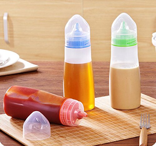Zollyss 2-Pack 400ml Plastic Squeeze Bottles for Kitchen - Condiment Dispenser for Sauce, Vinegar, Oil & Ketchup (Multicolor) - Perfect for Restaurants, BBQs & Home Cooking