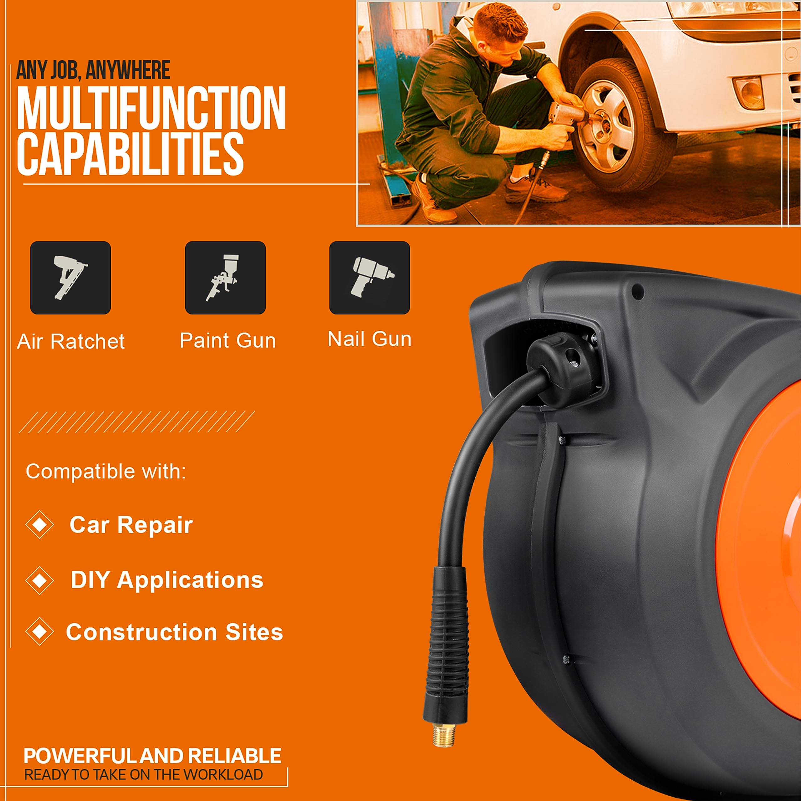 SuperHandy Retractable Air Hose Reel 3/8