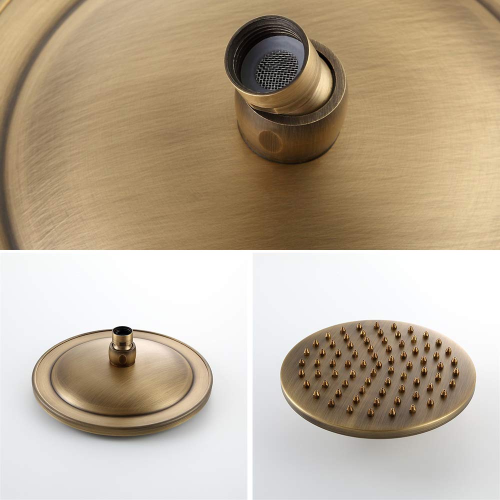 Antique Brass Rain Shower Head Set - 8 Inch Wall Mounted Waterfall Shower System with Concealed Valve & Trims for Luxurious Bathroom Upgrade | Perfect for Spa-Like Experience & Modern Home Decor