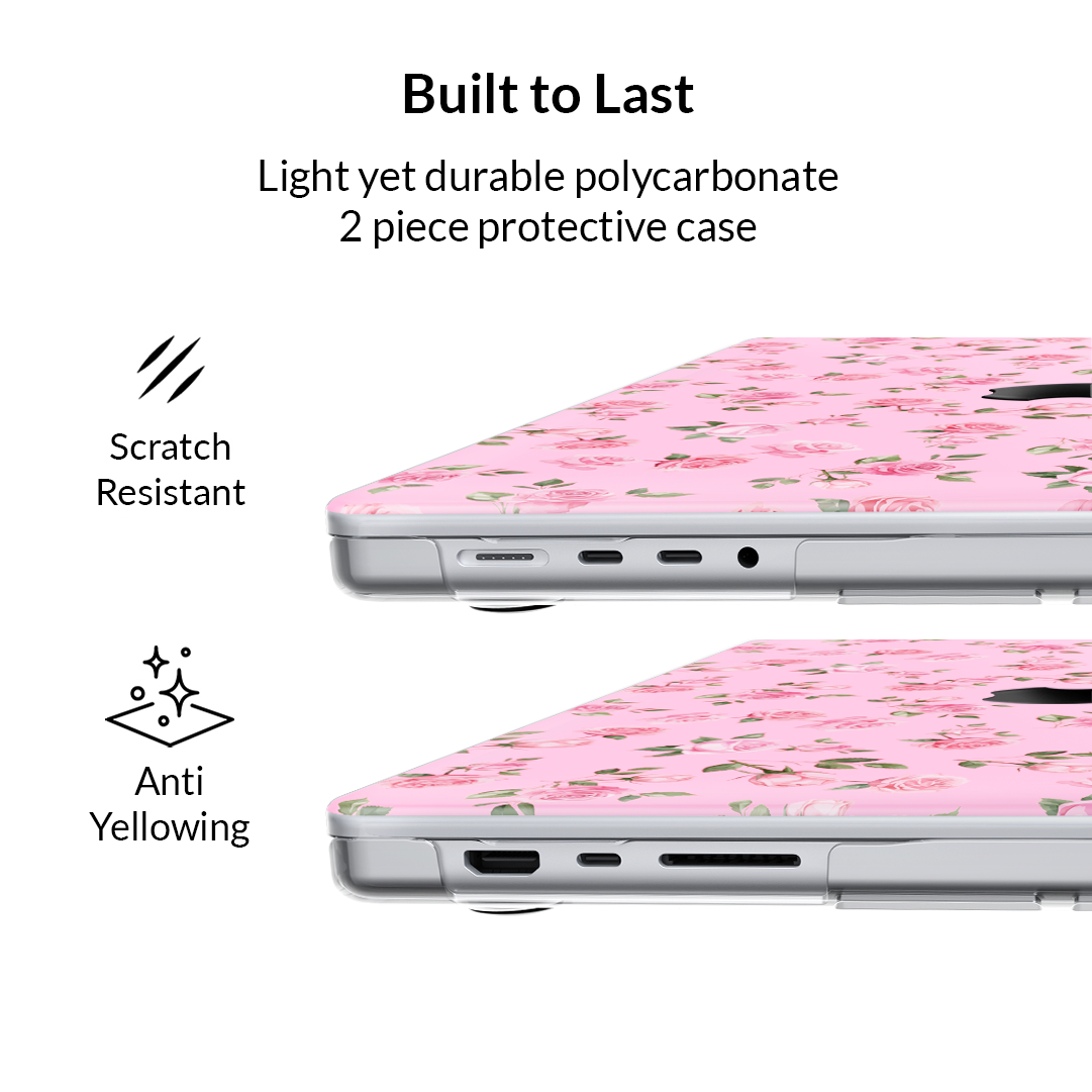 Pink Roses MacBook Case for 13-inch & 15-inch Laptops - Cute Floral Design Protective Cover for MacBook Air/Pro - Perfect for School, Office & Travel