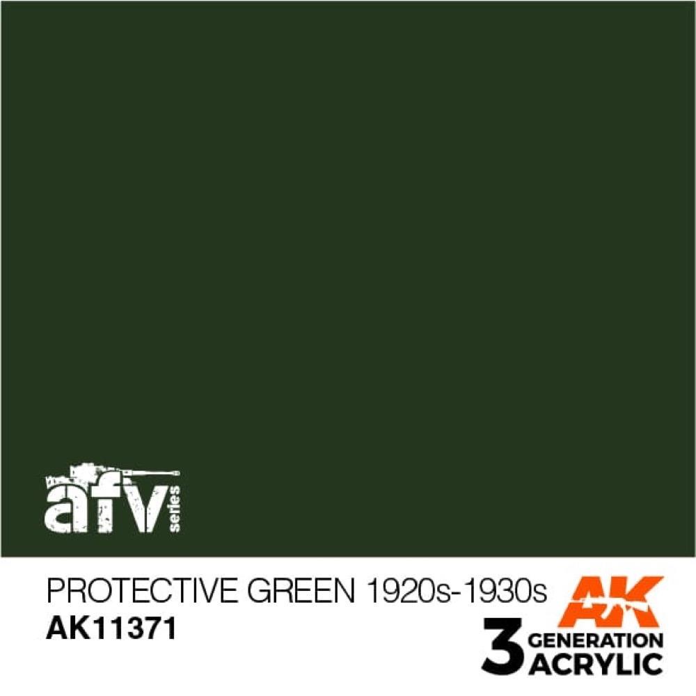 AK Interactive AK11371 AFV Series Protective Green 1920s-1930s Acrylic Paint - 17ml Bottle (3rd Gen) for Military Model Kits & Historical Dioramas