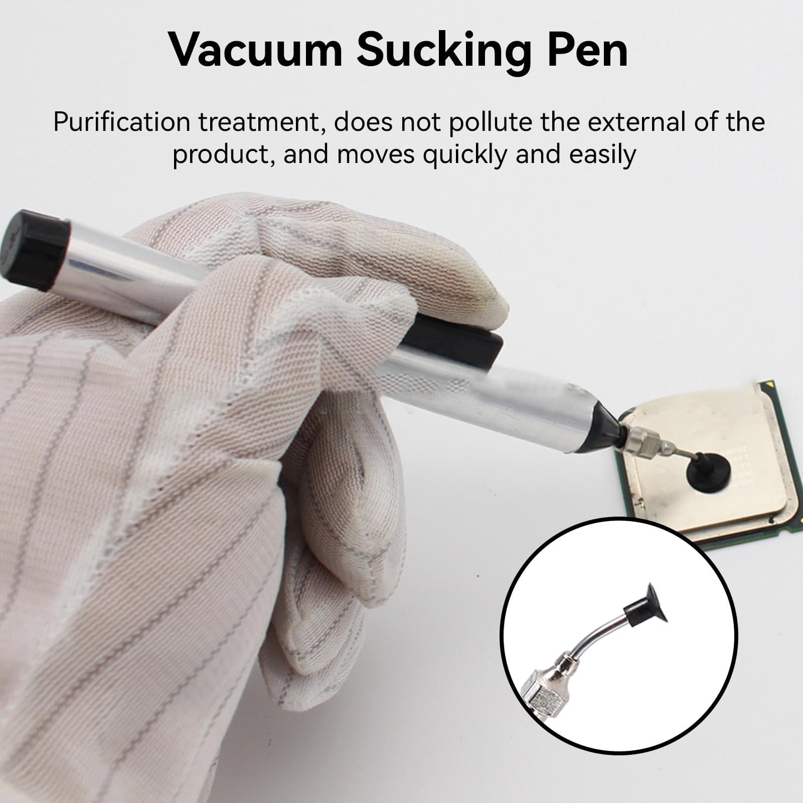 IC SMD Vacuum Suction Pen Tool with Removable Headers - Precision Component Pickup & Placement Tool for Electronics Repair, Soldering, and PCB Assembly