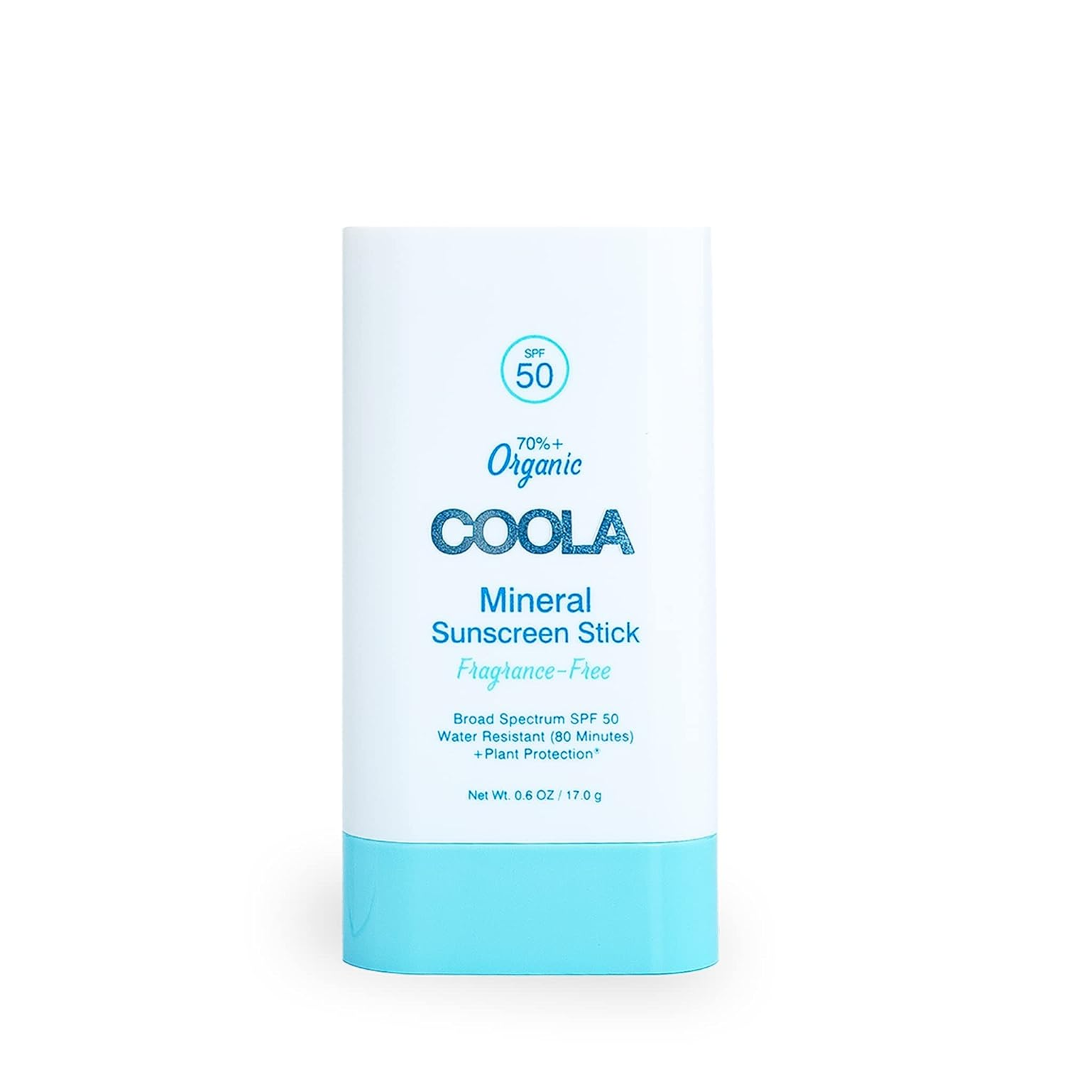 COOLA Mineral Organic Sunscreen Stick SPF 50 Fragrance Free - Reef Safe, Broad Spectrum UVA/UVB Protection - Perfect for Beach, Swimming & Outdoor Activities