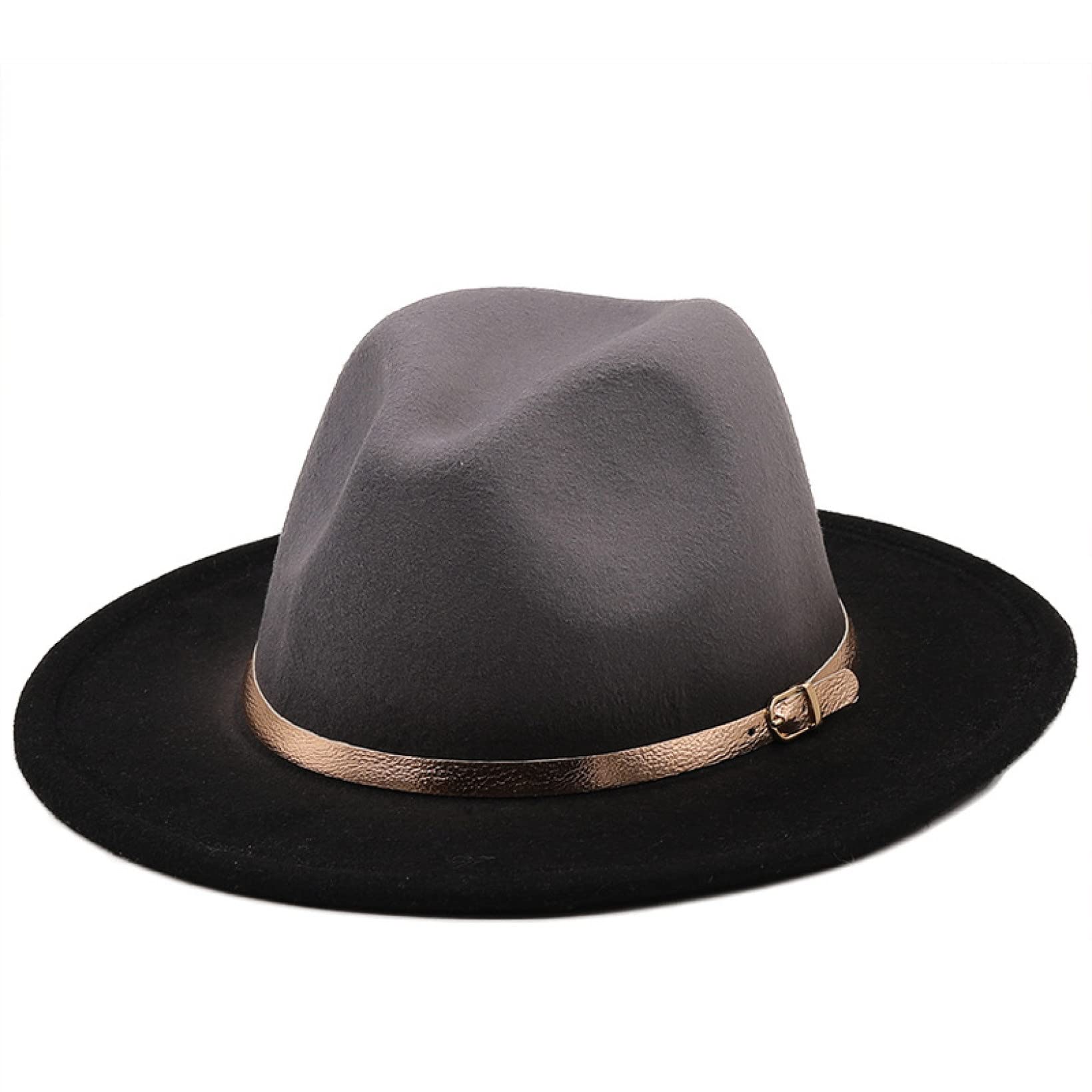 Stylish Gradient Felt Fedora Hat for Men & Women - Wide Brim Church Derby Top Hat with Gold Belt - British Style Panama Jazz Cap for Weddings, Parties & Outdoor Events
