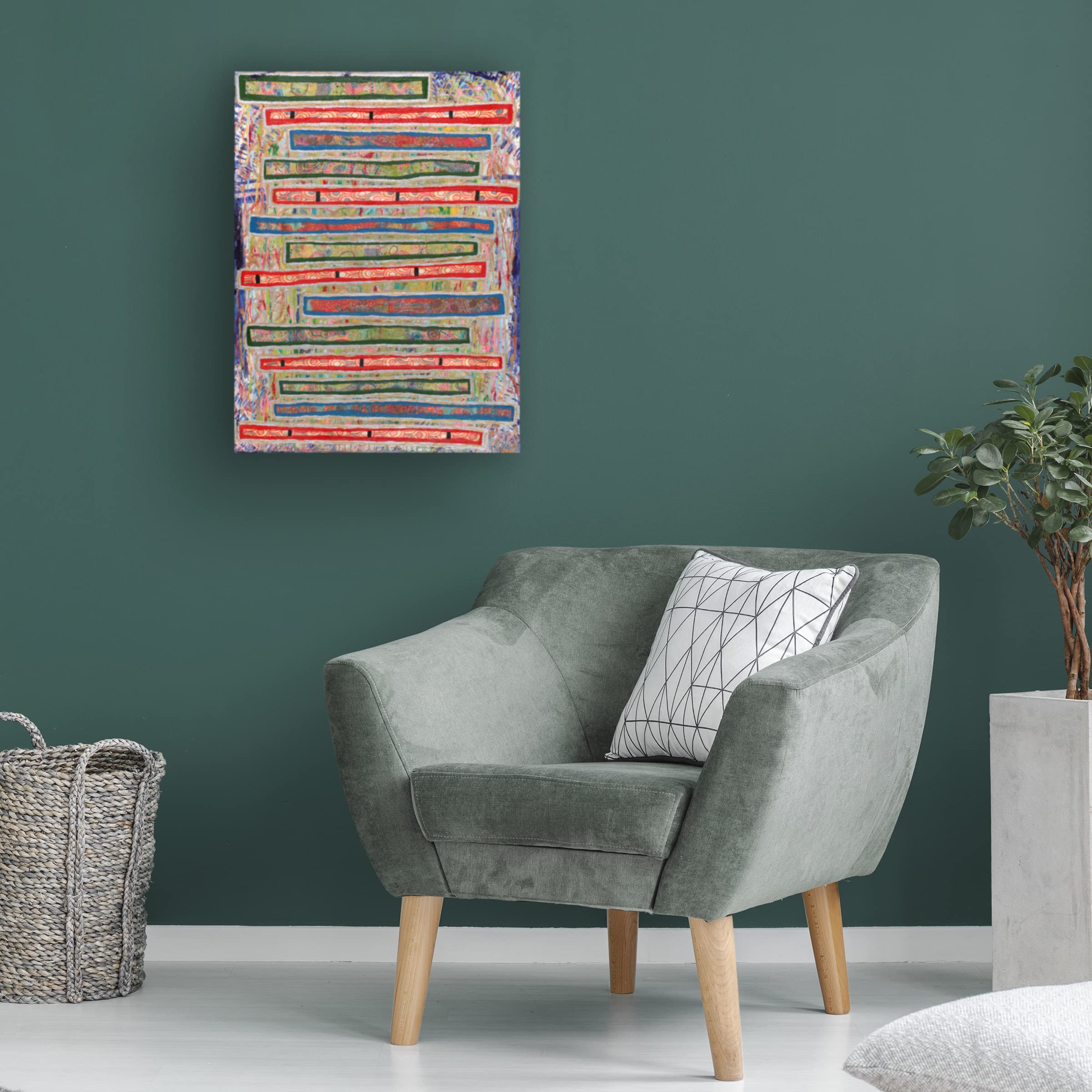Sona's 'Songs Of Sarasvati' Canvas Wall Art Print - Handmade Indian Goddess Saraswati Painting for Home Decor, Yoga Studio & Meditation Room