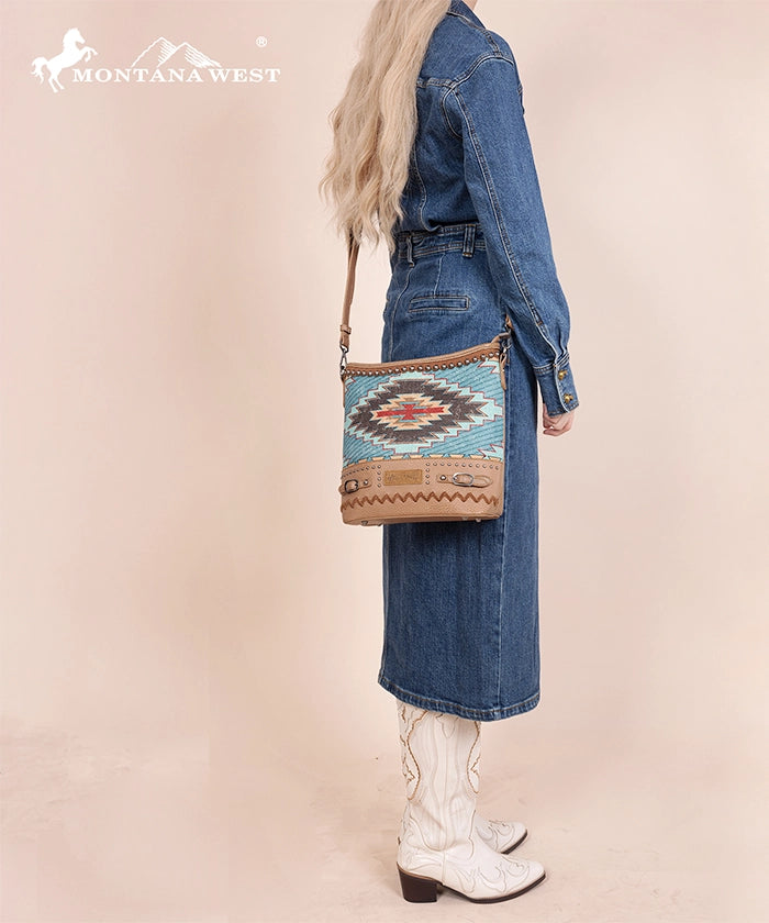 Montana West Aztec Printed Concealed Carry Crossbody Purse for Women - Stylish CCW Handbag with Adjustable Strap for Everyday Use, Travel & Shopping