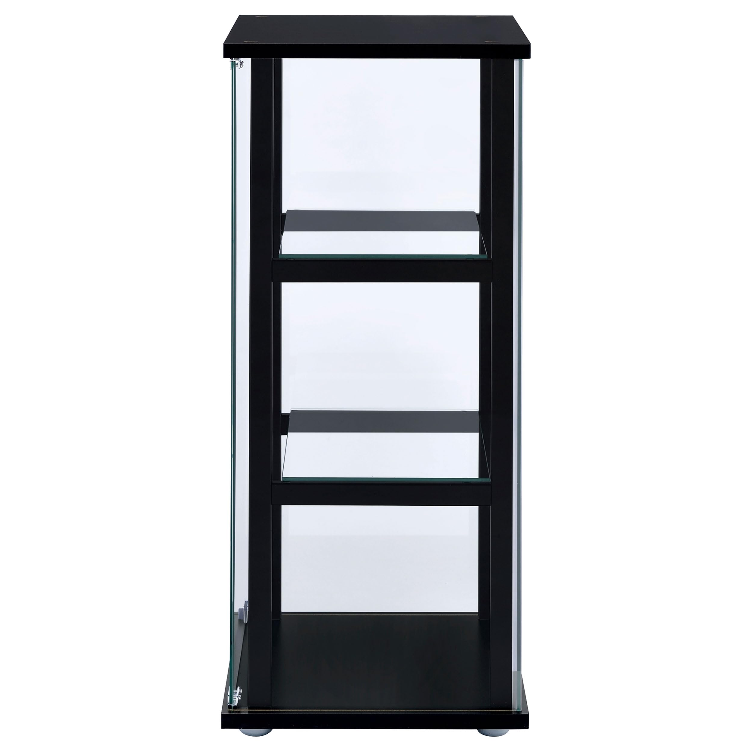 Coaster Home Furnishings 34-inch 3-Tier Clear Tempered Glass Curio Cabinet with Black Shelving - Display Case for Collectibles, China, and Home Decor - Perfect for Living Room, Dining Room, or Office Display