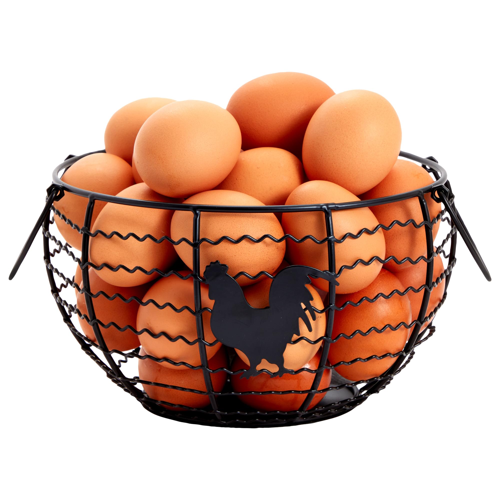 Juvale Black Wire Egg Collecting Basket - Farmhouse Style Kitchen Organizer (8.2 x 8.2 x 4.9 Inches) - Perfect for Fresh Egg Storage, Farmhouse Decor, and Country Kitchen Organization
