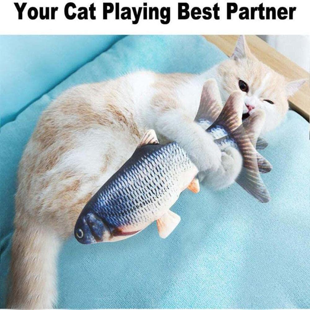 Interactive Electric Flipping Fish Cat Toy - Automatic Moving Kitten Plaything with Realistic Motion & Catnip - Perfect for Playtime, Exercise & Boredom Relief for Indoor Cats
