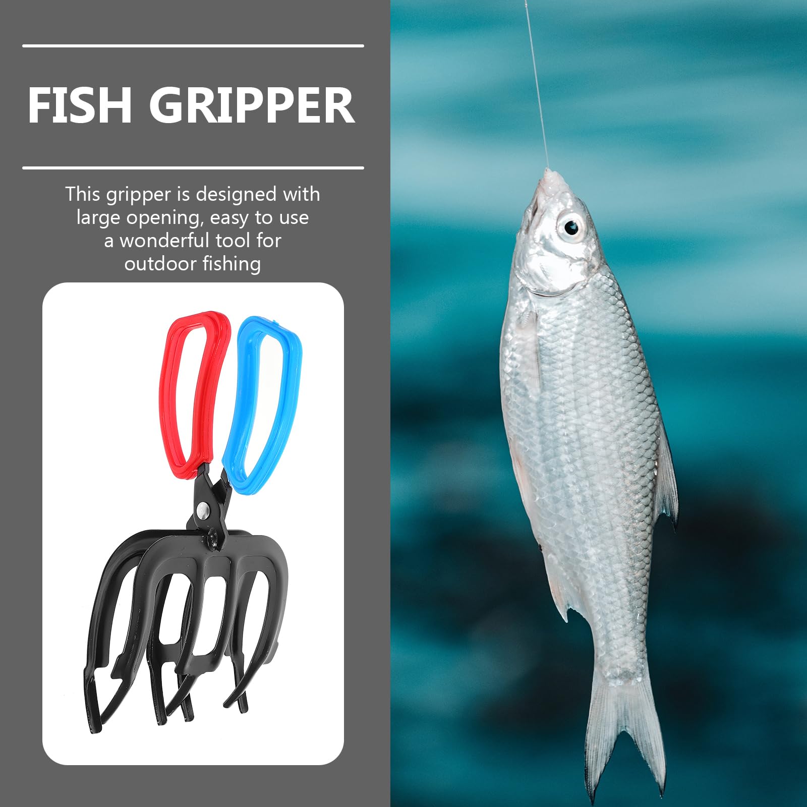Happyyami 2-Pack Fish Gripper Pliers - 3-Claw Stainless Steel Fishing Tool with Non-Slip Handle for Bass, Trout & Saltwater Fishing - Essential Fishing Gear for Catch Control & Release (Perfect for Boat, Kayak & Shore Fishing)