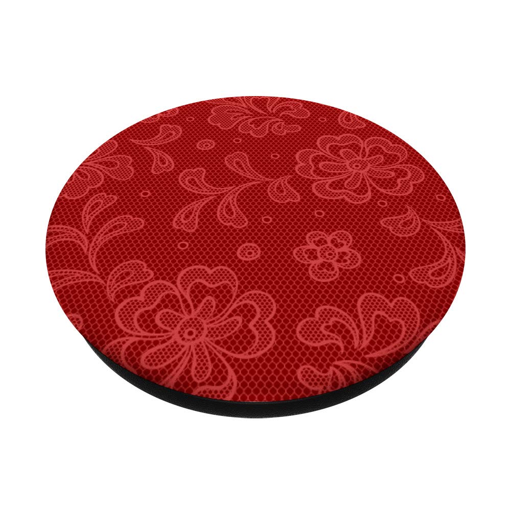 Romantic Red Lace Design PopGrip: Swappable Phone & Tablet Grip with PopSocket, Perfect for Everyday Use and Gift Giving