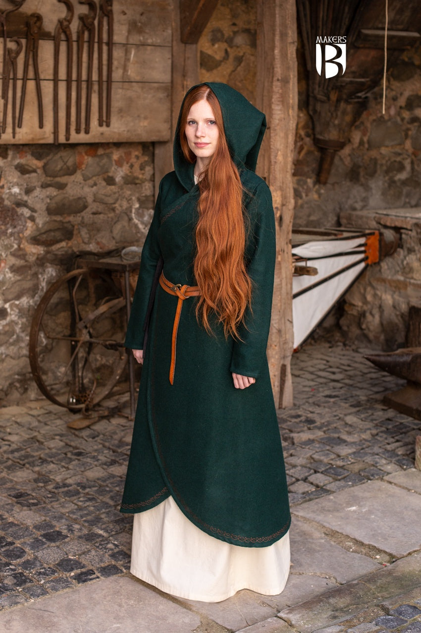 Enya Green Cloak - Elegant Hooded Cape for Women | Perfect for Cosplay, Renaissance Fairs & Fantasy Costumes